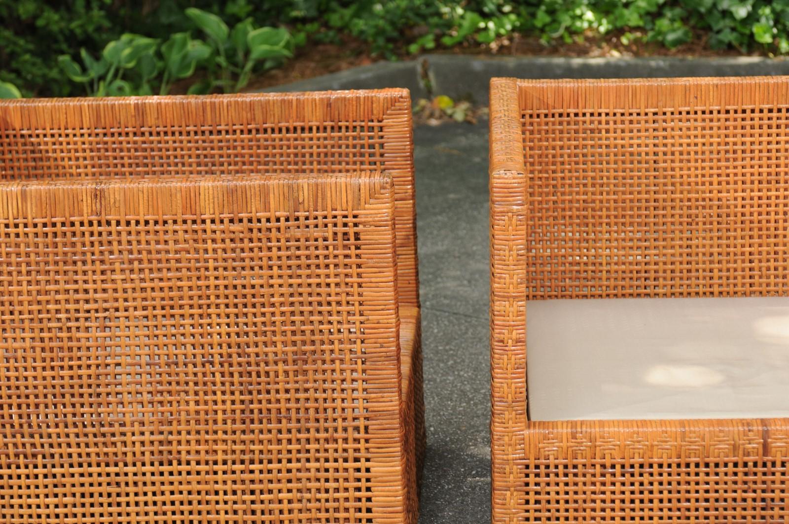 Incroyable paire de chaises Parsons en canne caramel de Danny Ho Fong:: vers 1965 en vente 2