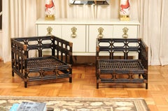 Incredible Pair of Cordovan Tortoiseshell Emperor's Cube Loungers, circa 1970