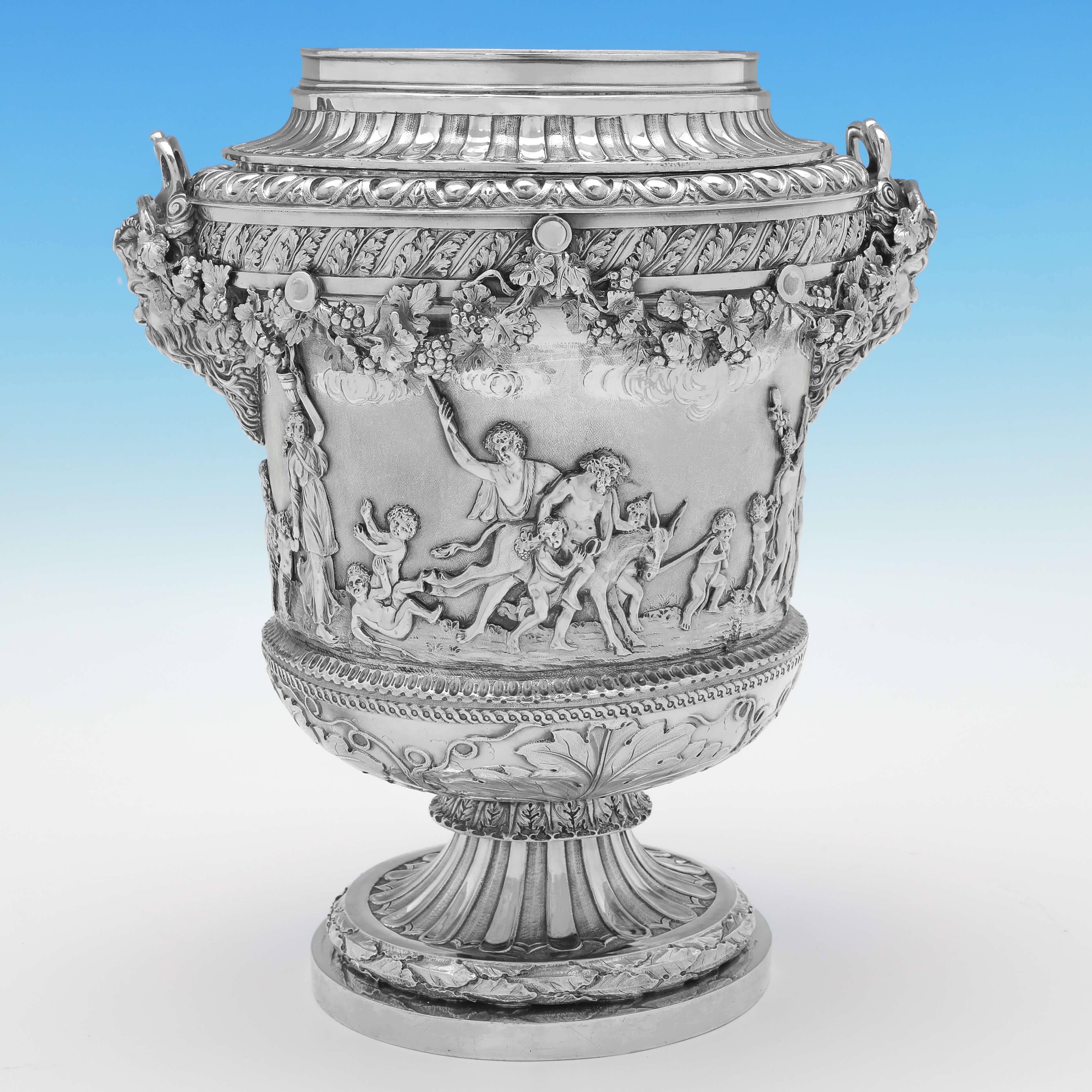 Incredible Pair of George III Period Sterling Silver Wine Coolers, London, 1804 For Sale 1