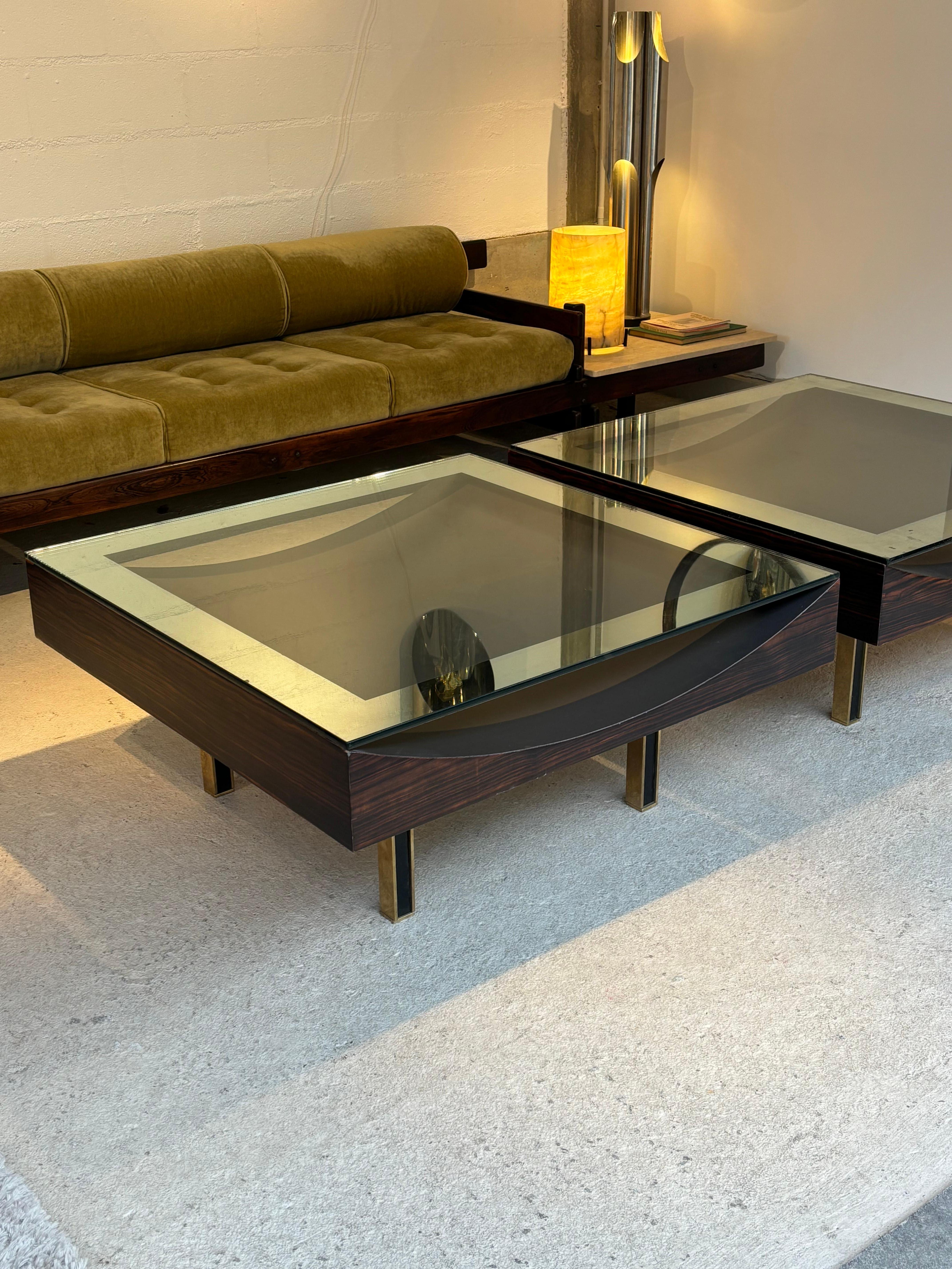 Brass Incredible Pair of unic coffee table For Sale