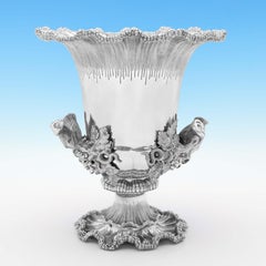 Incredibile coppia di refrigeratori da vino vittoriani in argento Sterling di Garrard & Co. 1887