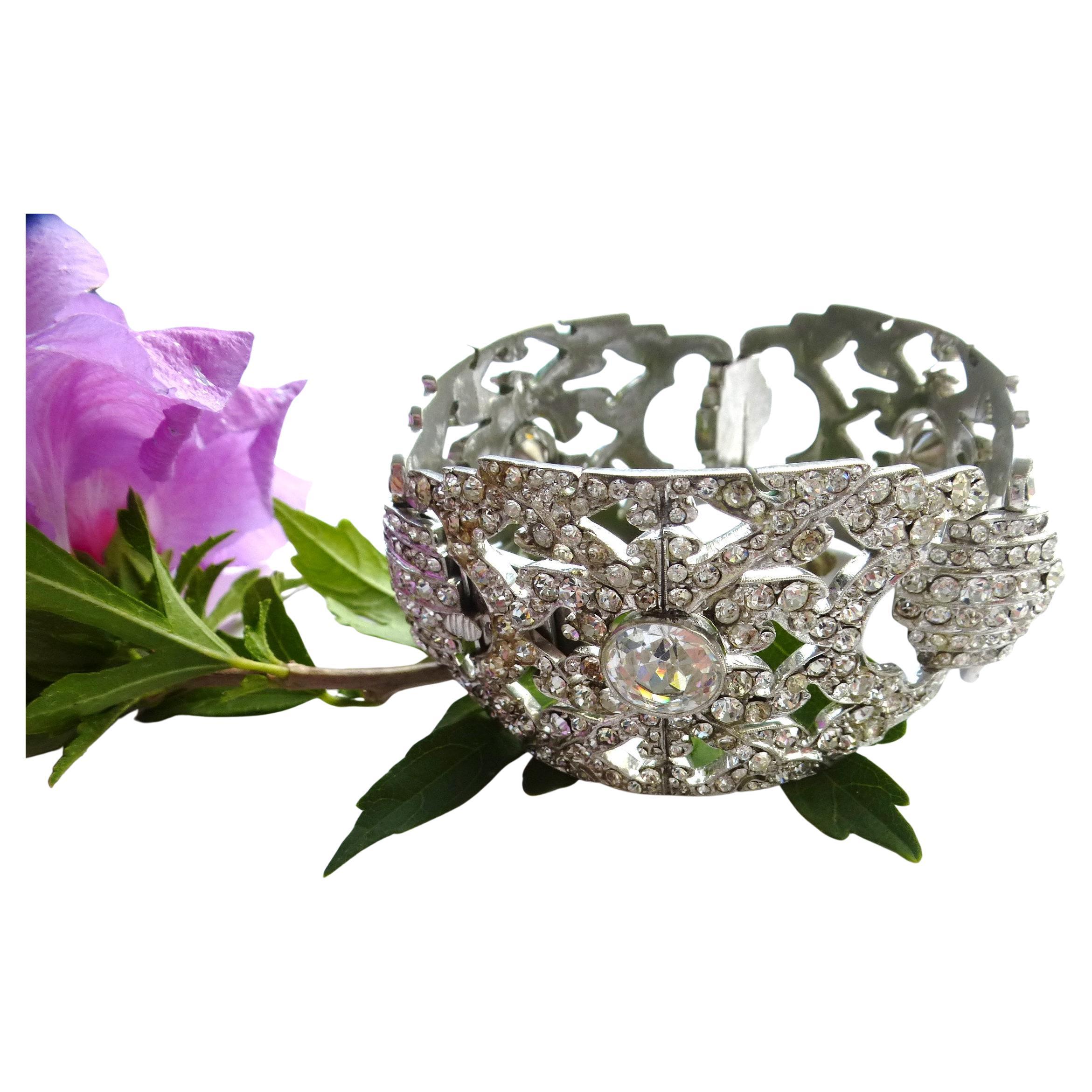 Art déco BRACELET INCROYABLE PAST, France, années 1930/40, métal rhodié en vente