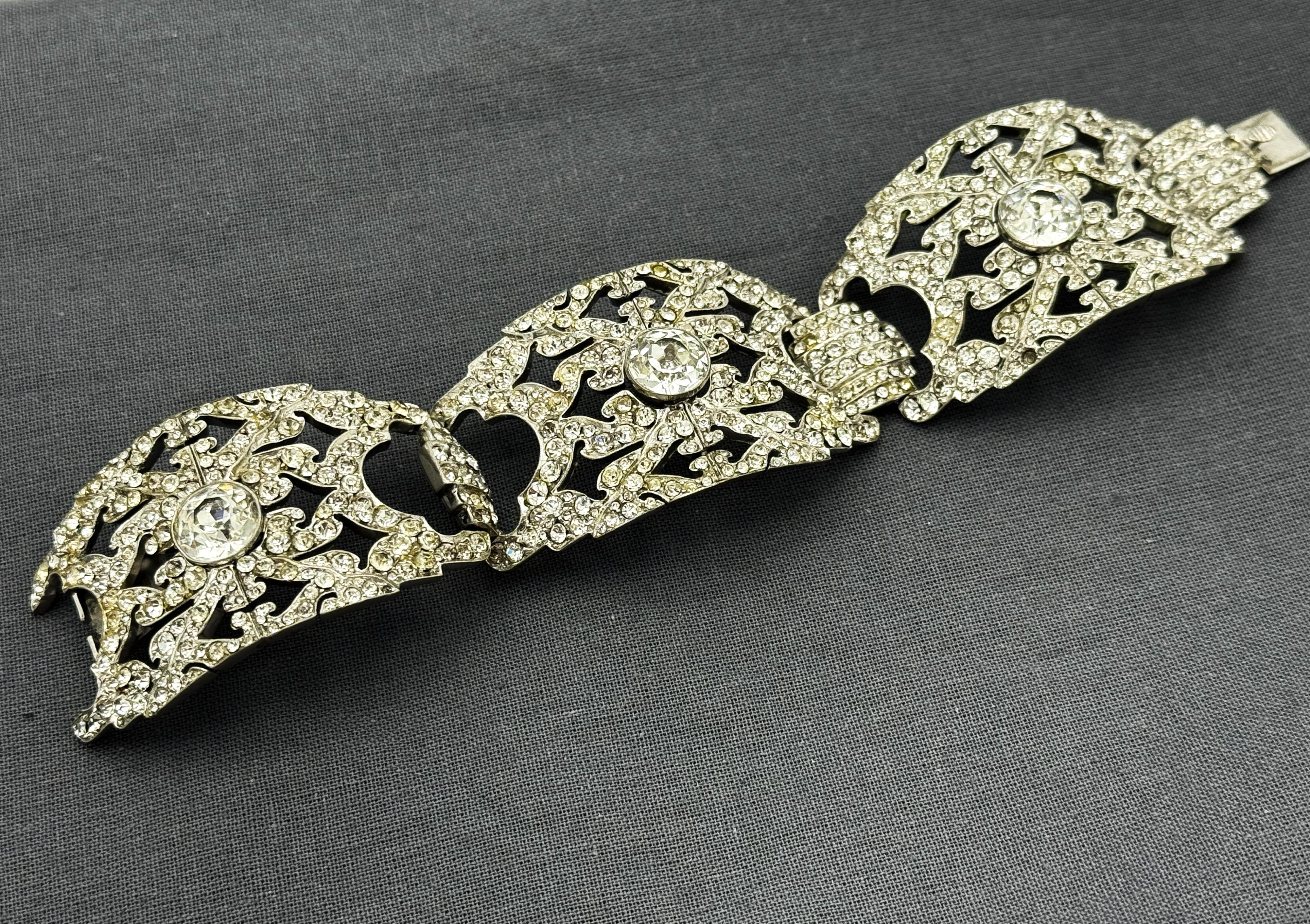 Taille mixte BRACELET INCROYABLE PAST, France, années 1930/40, métal rhodié en vente