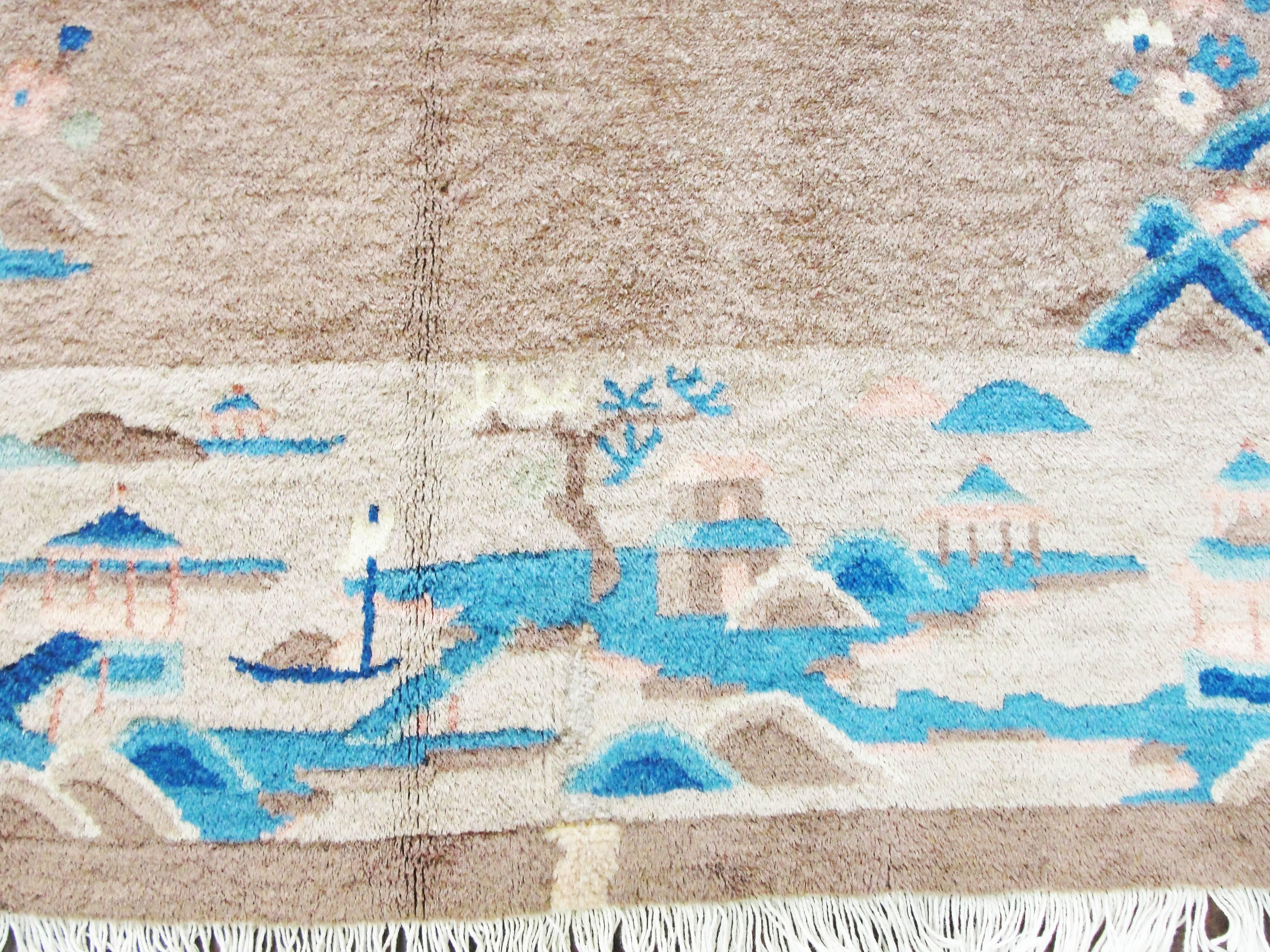 Persian Peking Chinese Carpet, Art Deco Design, c-1920