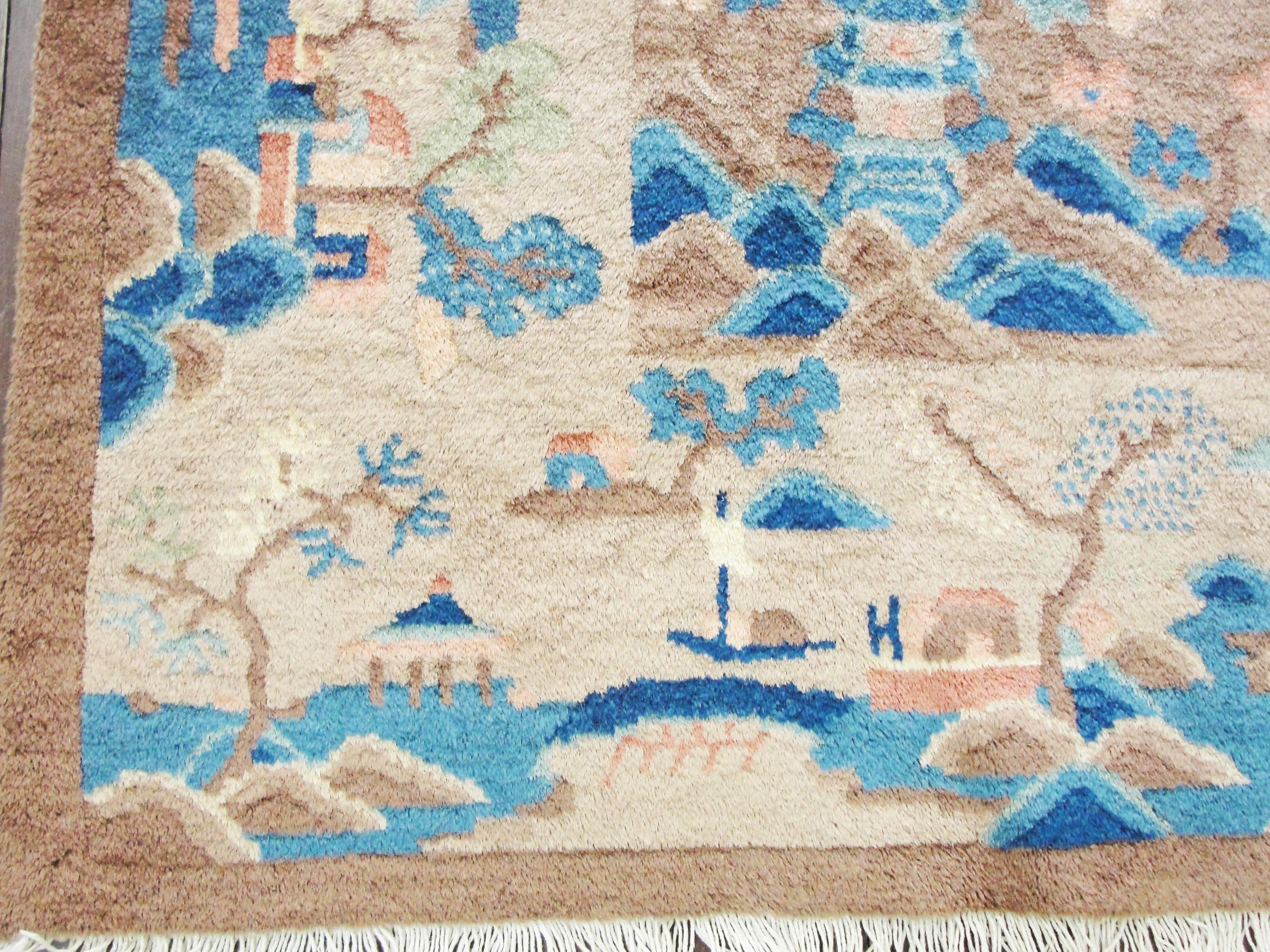  Peking Chinese Carpet, Art Deco Design, c-1920 In Excellent Condition In Evanston, IL