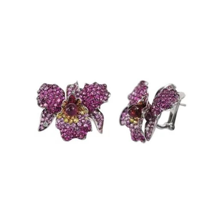 Antique Cushion Cut Incredible Pink Yellow Sapp 18 Karat White Gold Statement Lever-Back Earrings For Sale