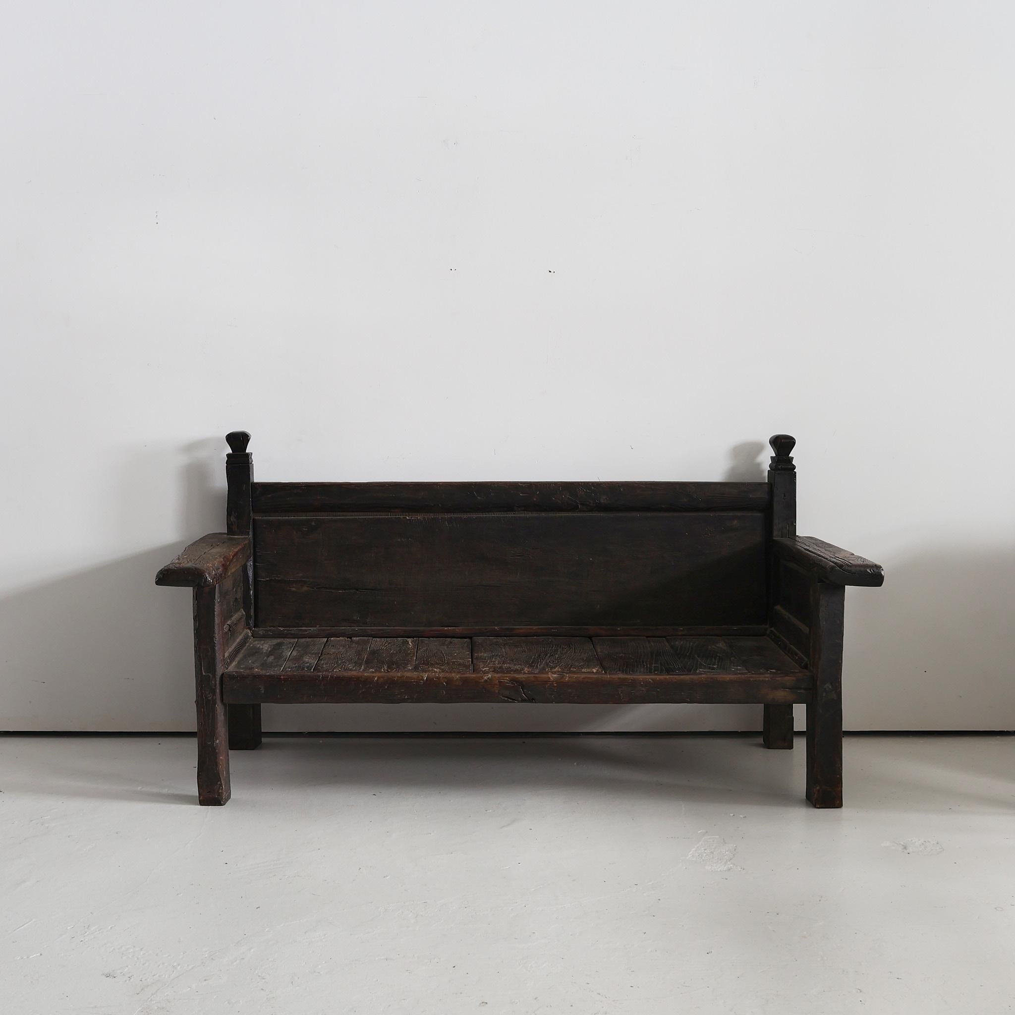 Spanish Incredible Primitive XL Primitive Early 18th C. Galician Bench