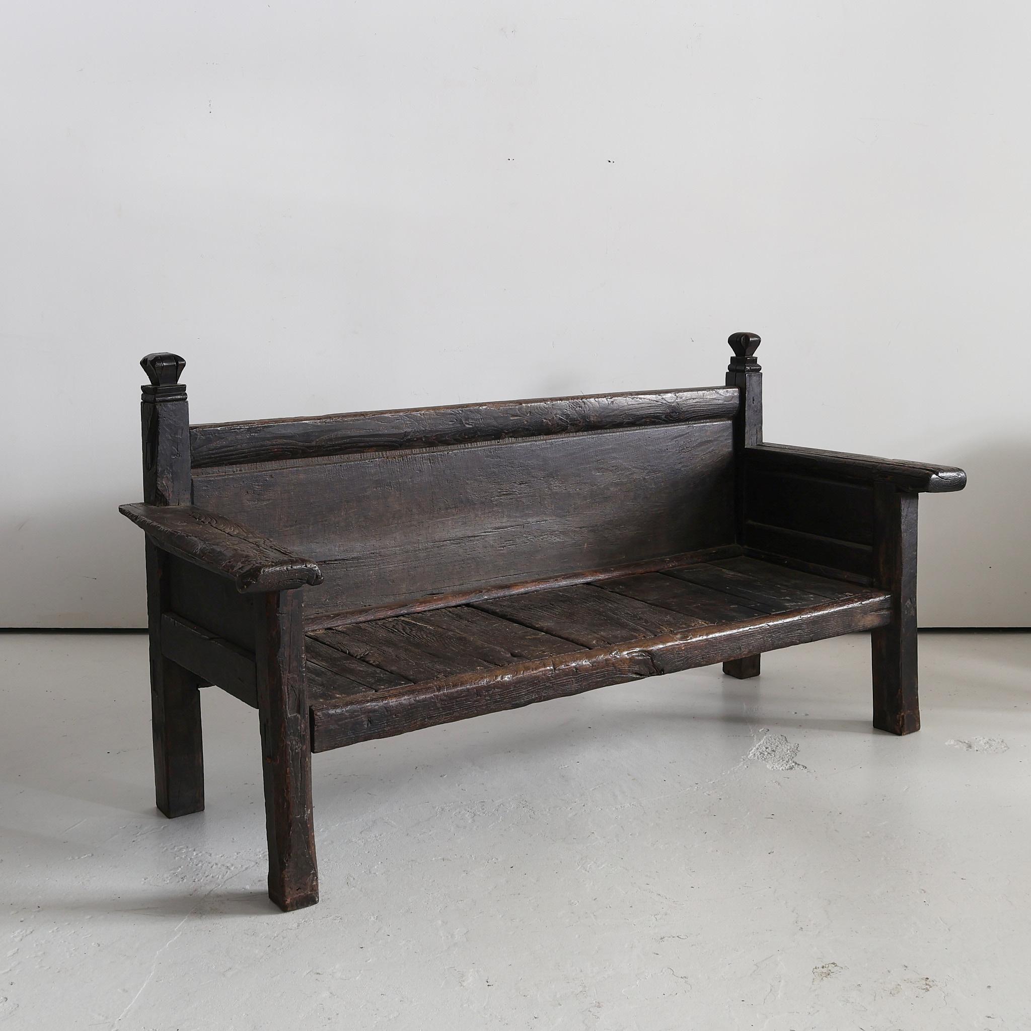 Incredible Primitive XL Primitive Early 18th C. Galician Bench In Good Condition In London, GB