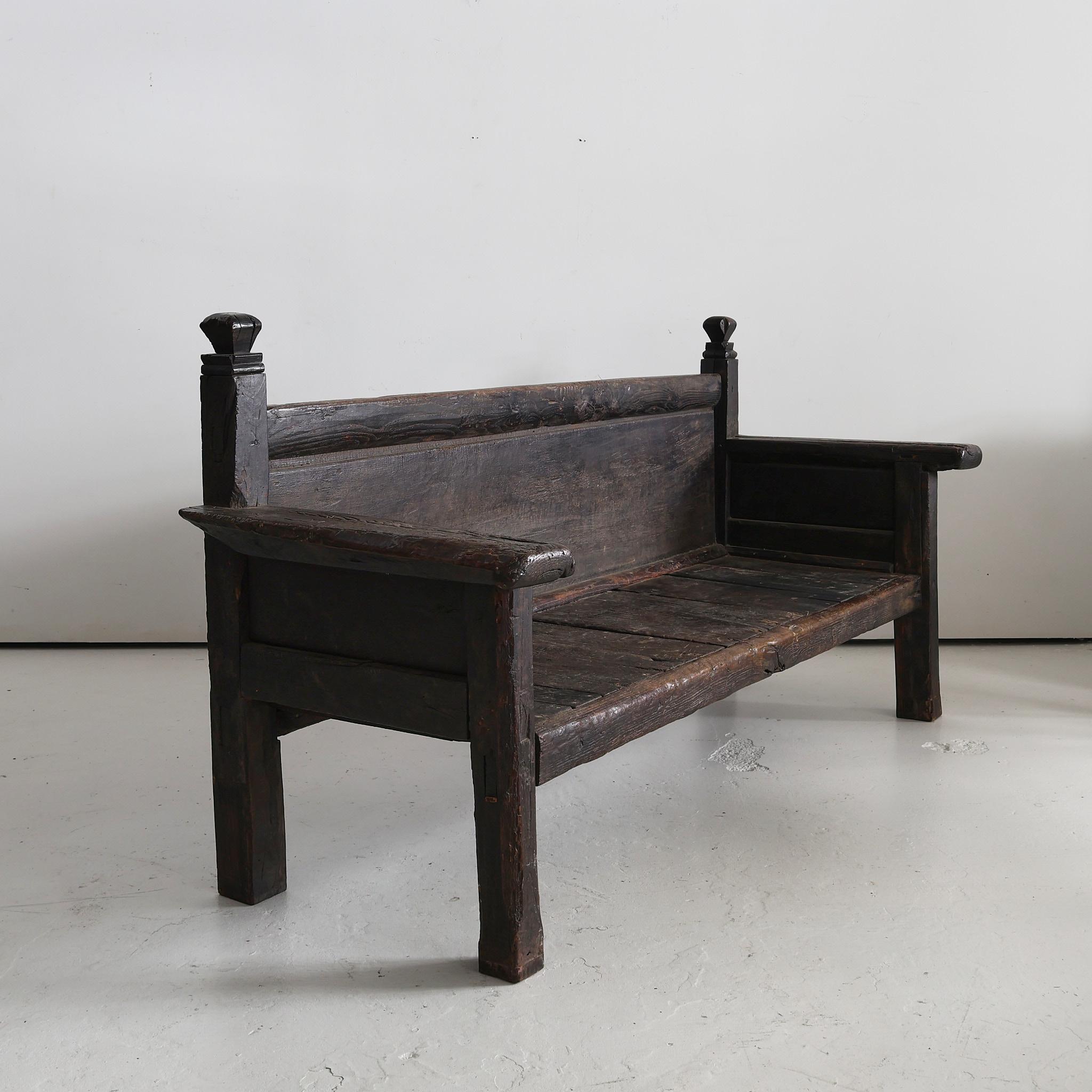 Chestnut Incredible Primitive XL Primitive Early 18th C. Galician Bench