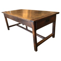 Incredible Rare French Antique Walnut Farm Table or Kitchen Island