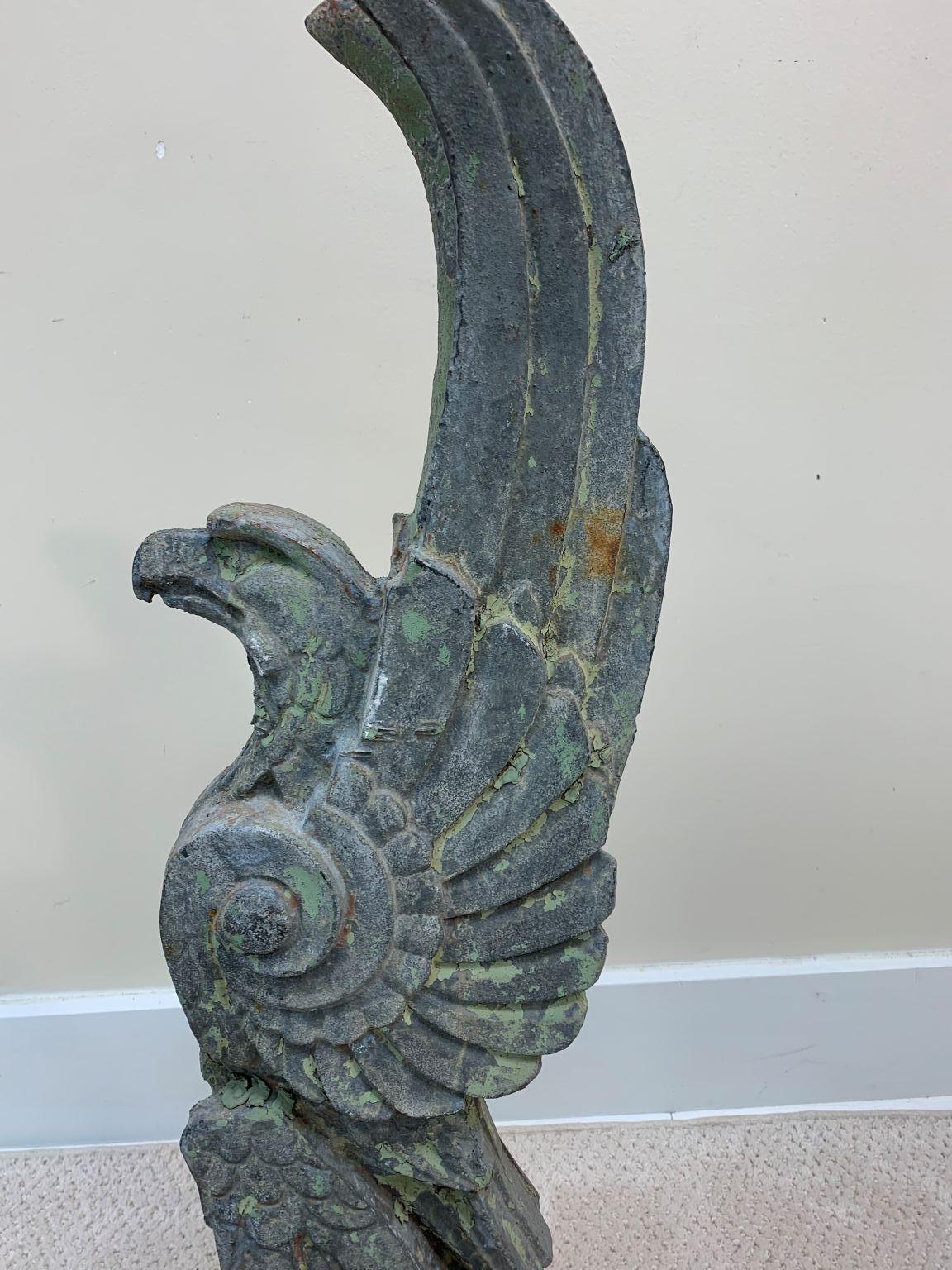Incredible Rare Machine Age Art Deco Sculptural Iron Eagle, C.1930 In Good Condition In Bernville, PA