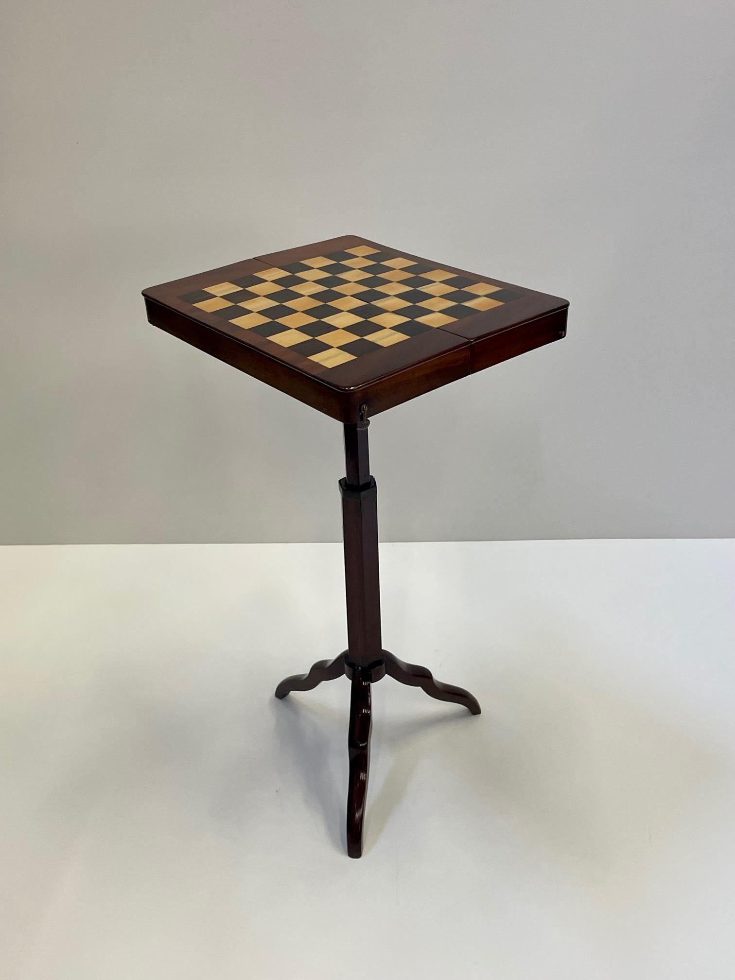 19th Century Incredible Rare Mahogany Traveling Campaign Chess Table