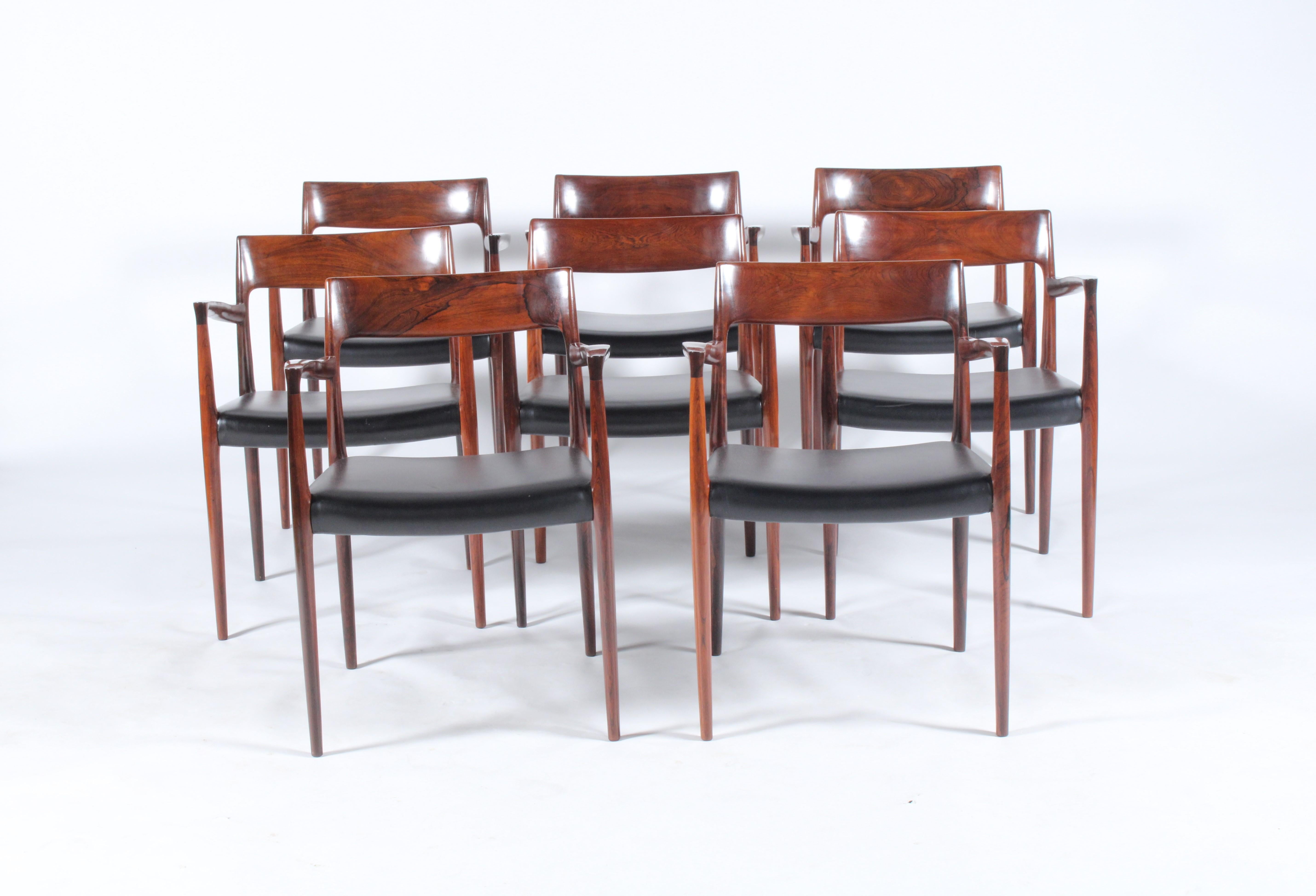 Incredible rare set of eight Niels Otto Moller Model 57 chairs in rosewood 2