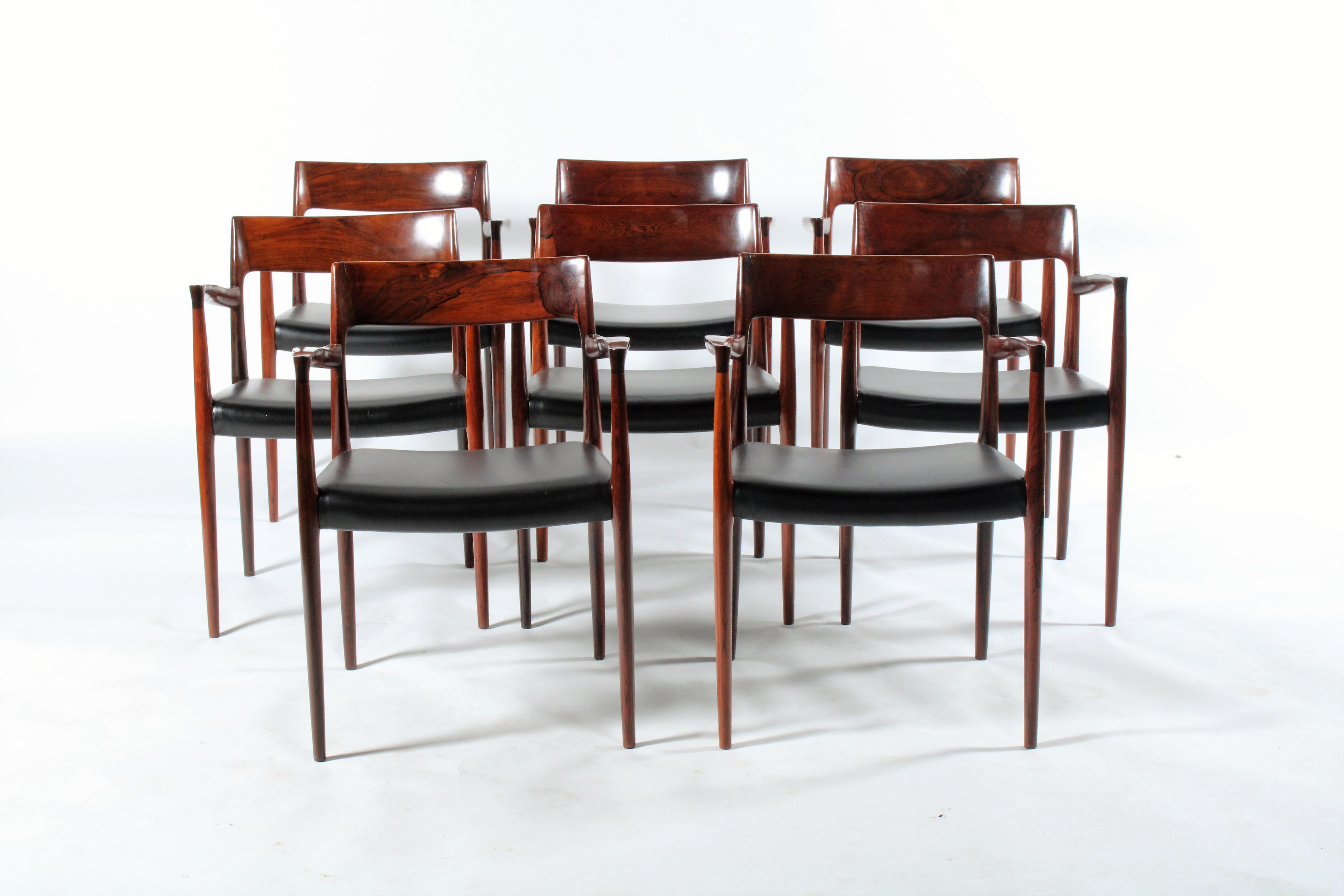 Incredible rare set of eight Niels Otto Moller Model 57 chairs in rosewood 3