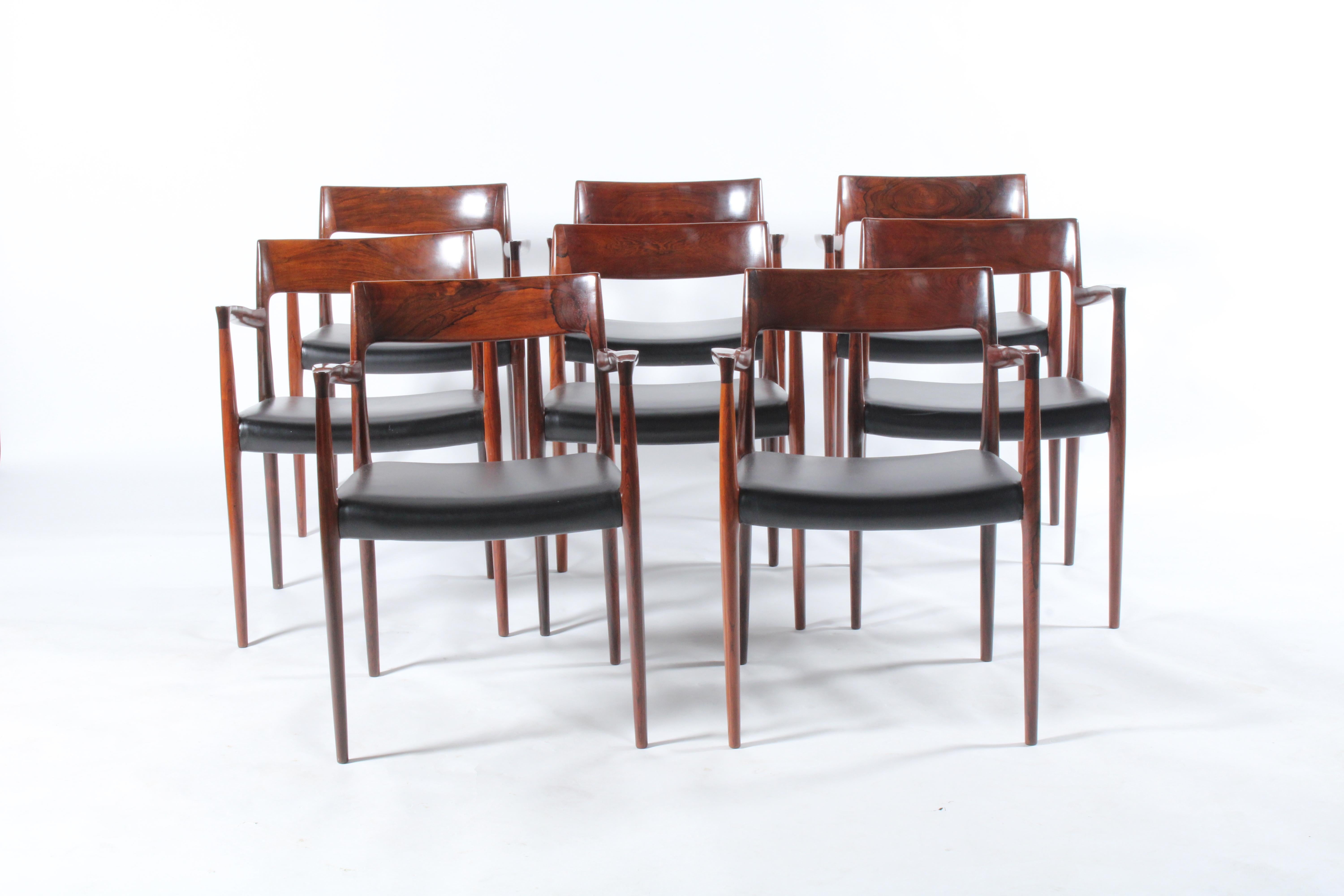 Incredible rare set of eight Niels Otto Moller Model 57 chairs in rosewood 5