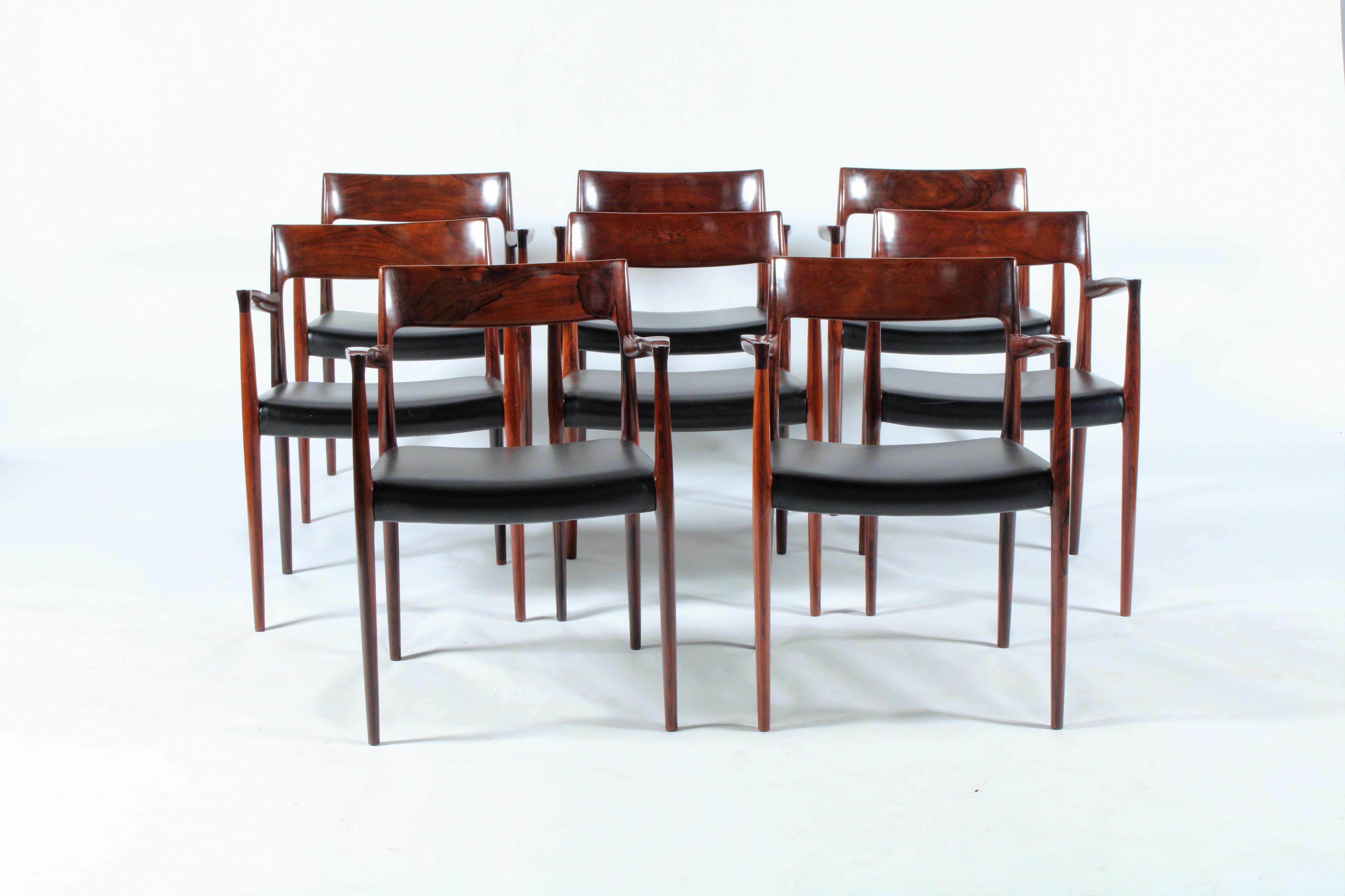 Incredible rare set of eight Niels Otto Moller Model 57 chairs in rosewood 6