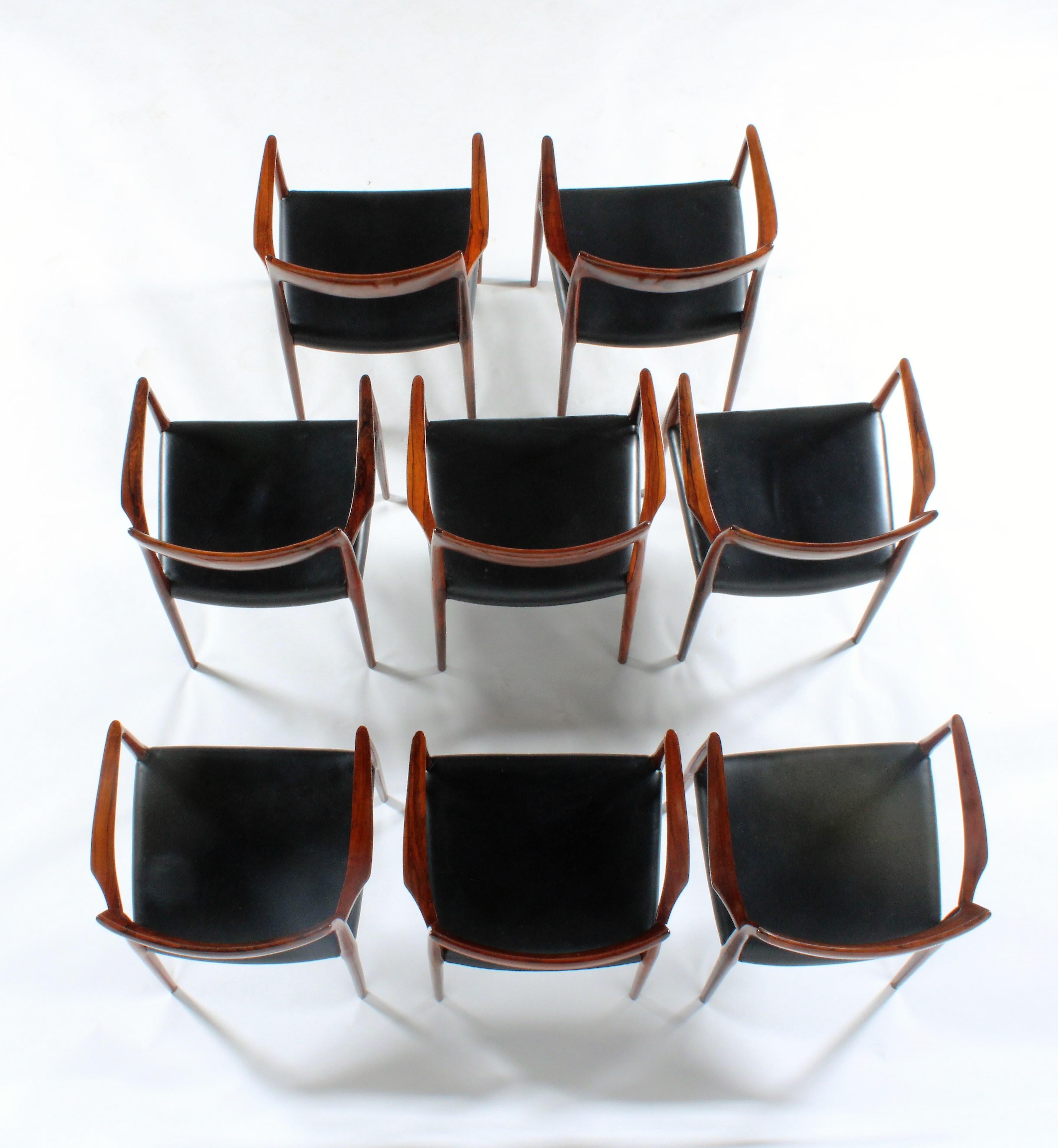 Incredible rare set of eight Niels Otto Moller Model 57 chairs in rosewood 7