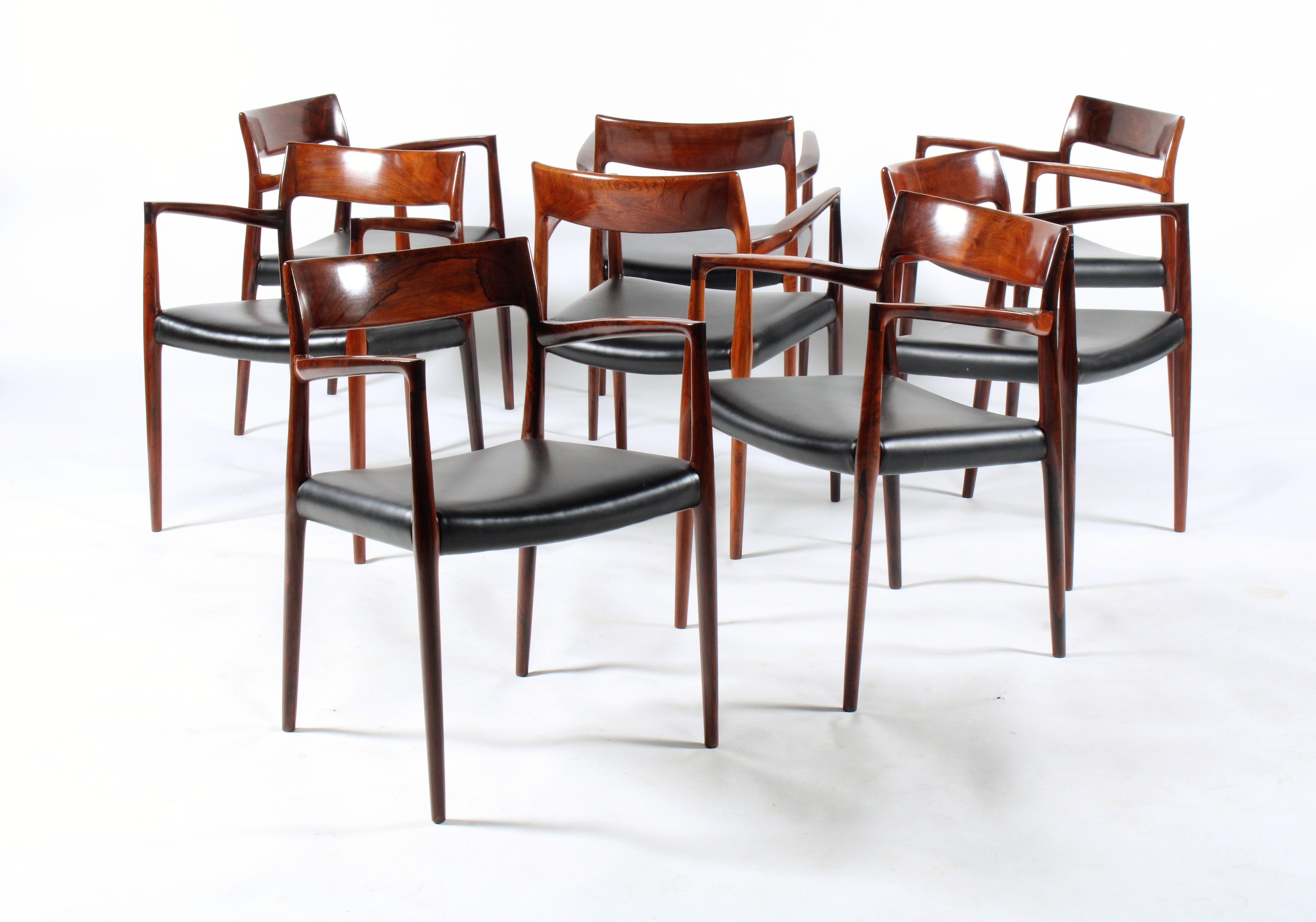 Incredible rare set of eight Niels Otto Moller Model 57 chairs in rosewood 8