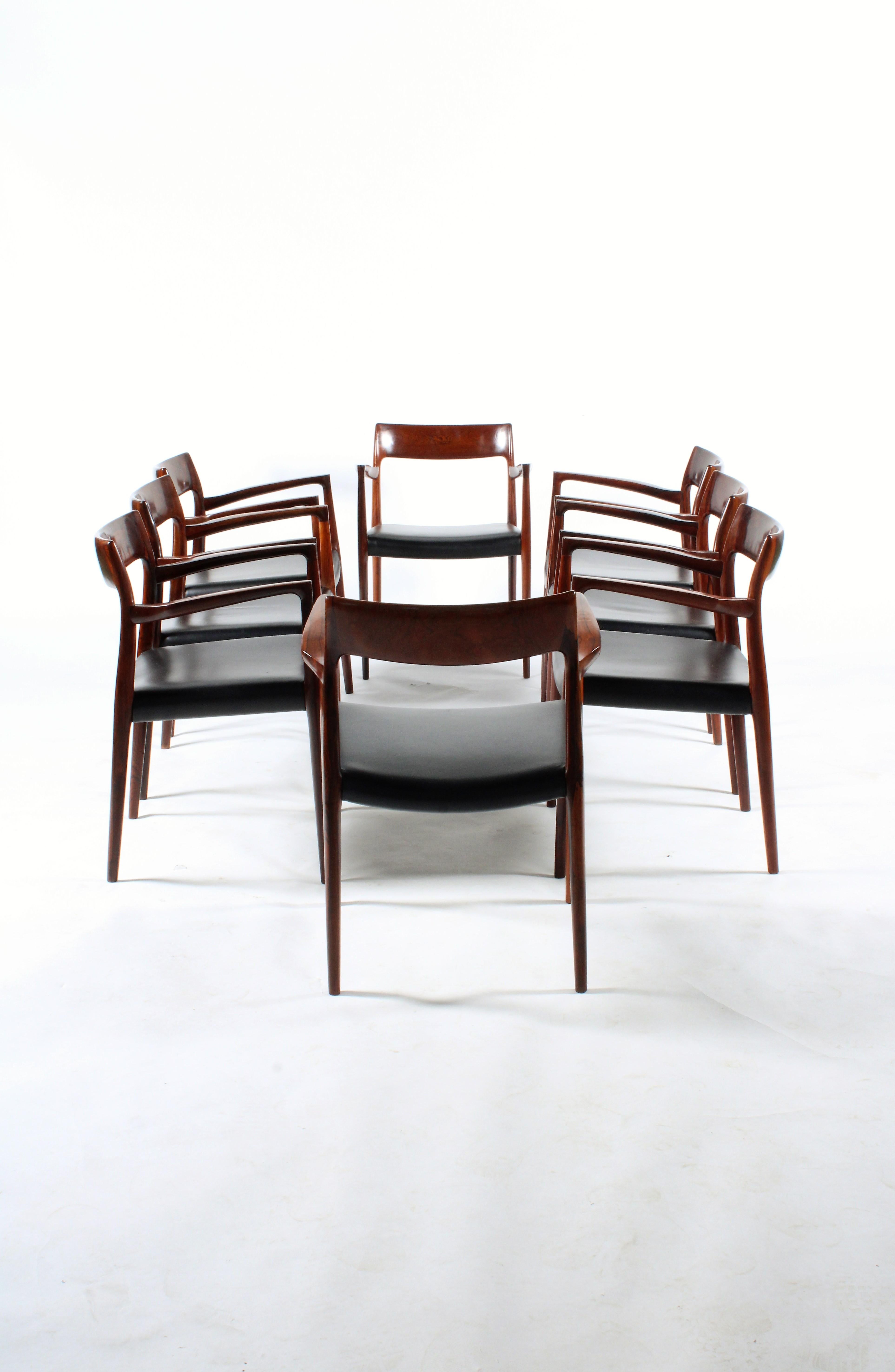 Incredible rare set of eight Niels Otto Moller Model 57 chairs in rosewood 9