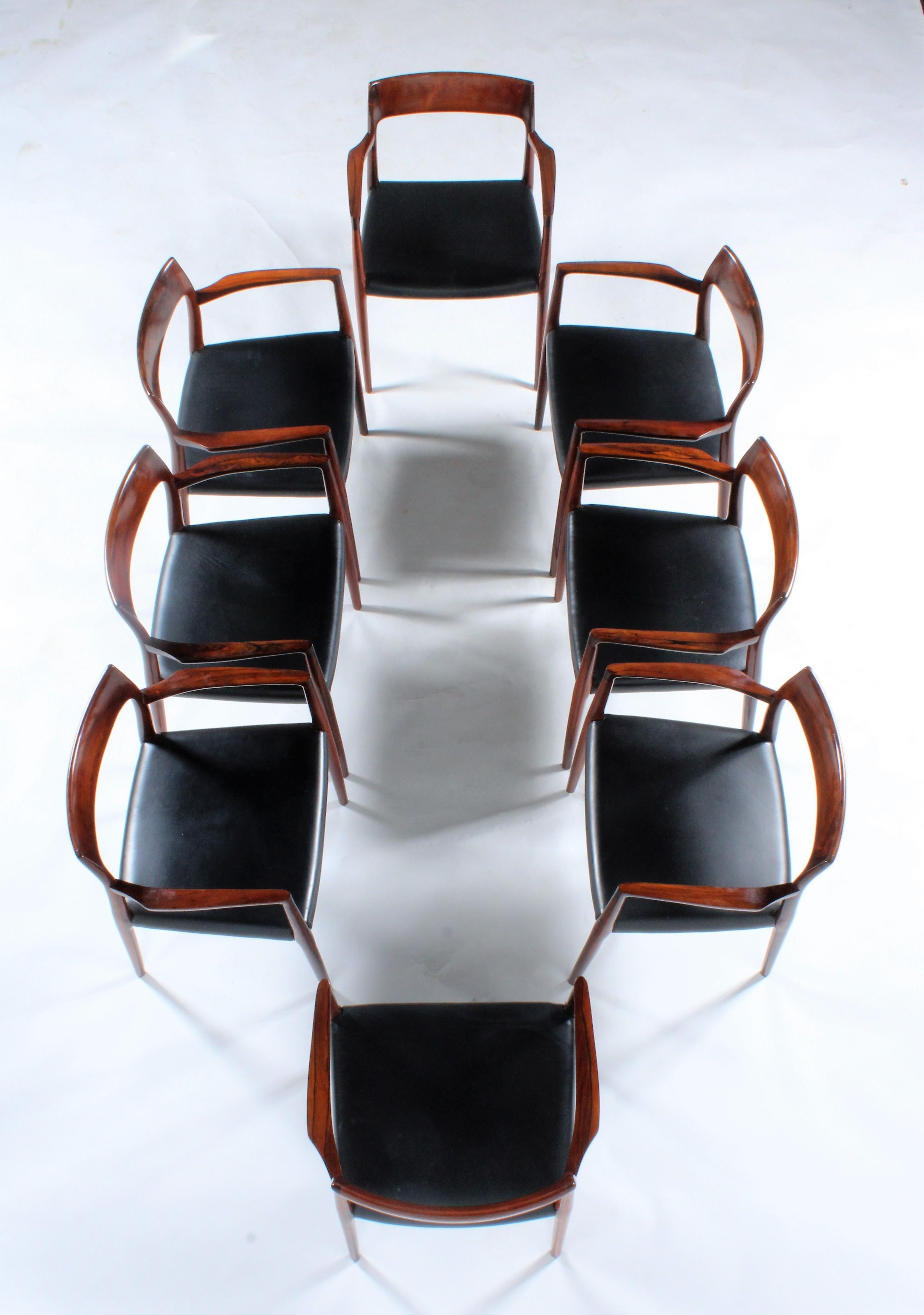 Incredible rare set of eight Niels Otto Moller Model 57 chairs in rosewood 10