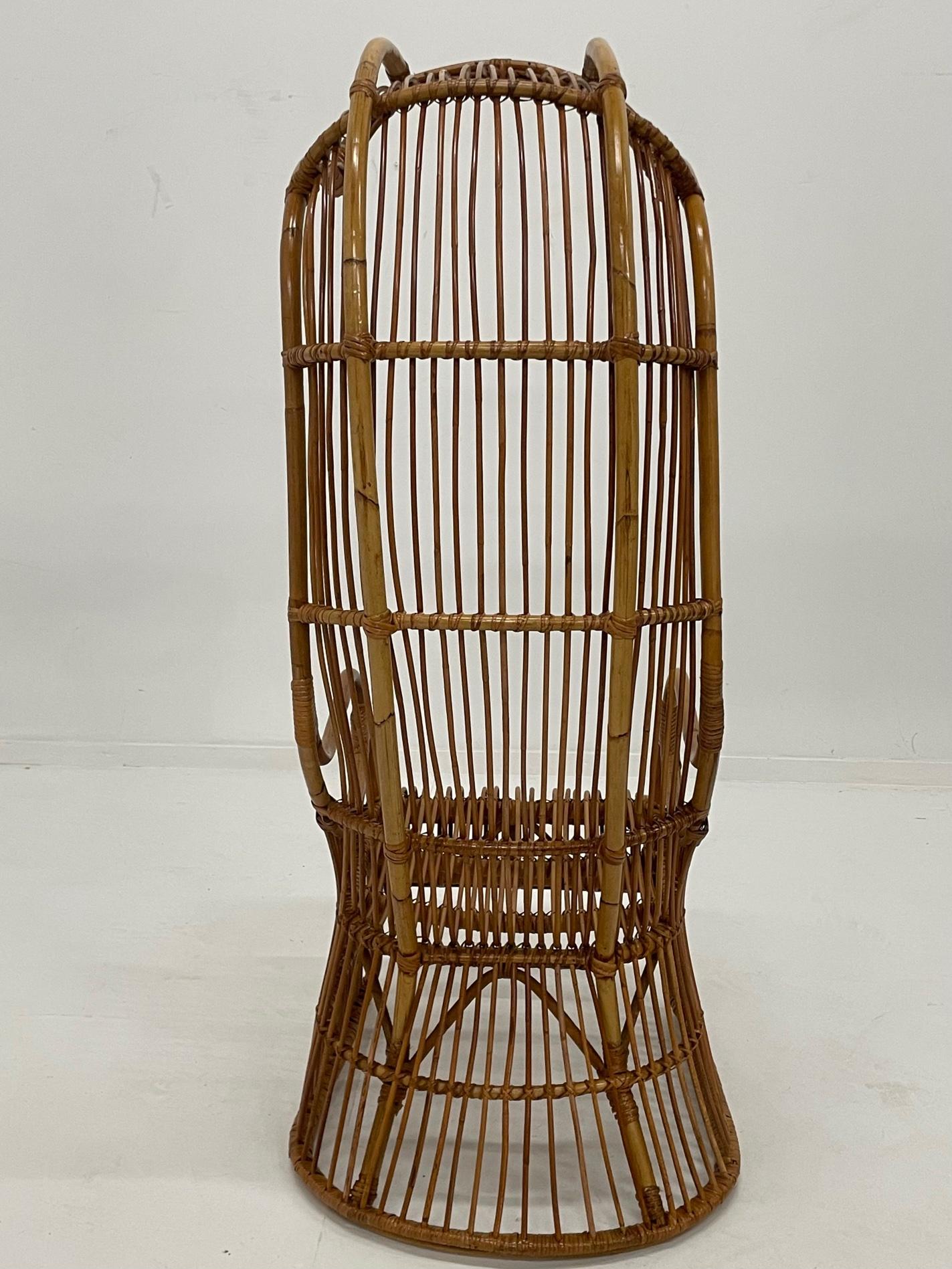 Incredible Rare Vintage Rattan Porters Chair with Sculptural Silhouette 3