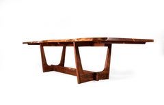 Incredible Rustic Book-Matched Walnut Dining Table with Walnut Trestle Base
