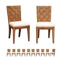 Incredible Set of 12 Vintage Tobacco Cane Chairs by John Hutton for Donghia
