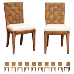 Incredible Set of 12 Tobacco Cane Chairs by John Hutton for Donghia, circa 1995