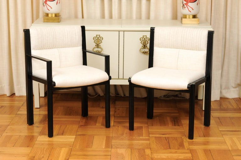 Incredible Set of 14 Cerused Oak Dining Chairs by John Saladino for