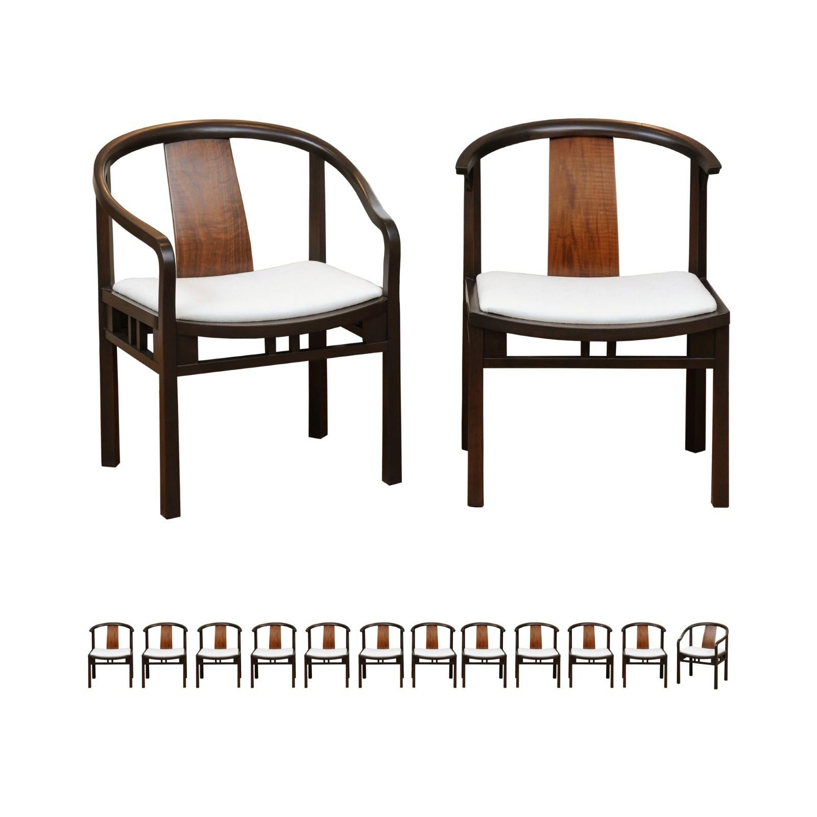 Incredible Set of 14 Rare Walnut Dining Chairs by Michael Taylor, circa 1955 For Sale 11
