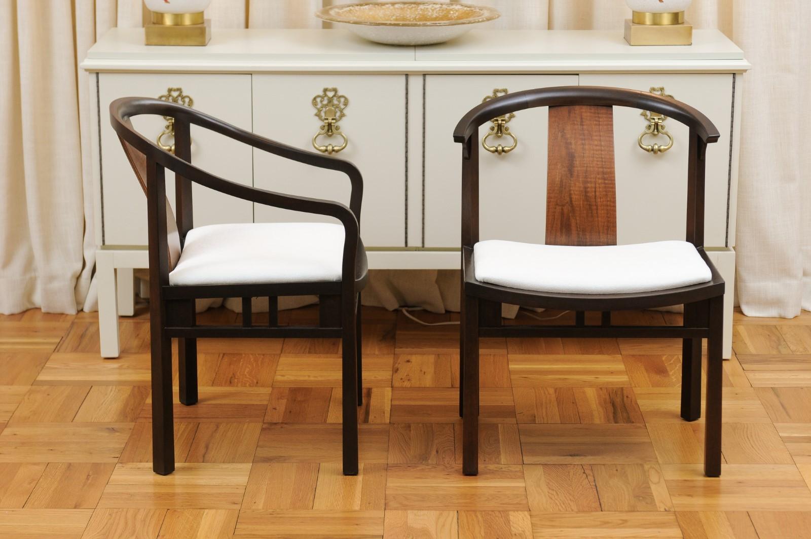 American Incredible Set of 14 Rare Walnut Dining Chairs by Michael Taylor, circa 1955 For Sale
