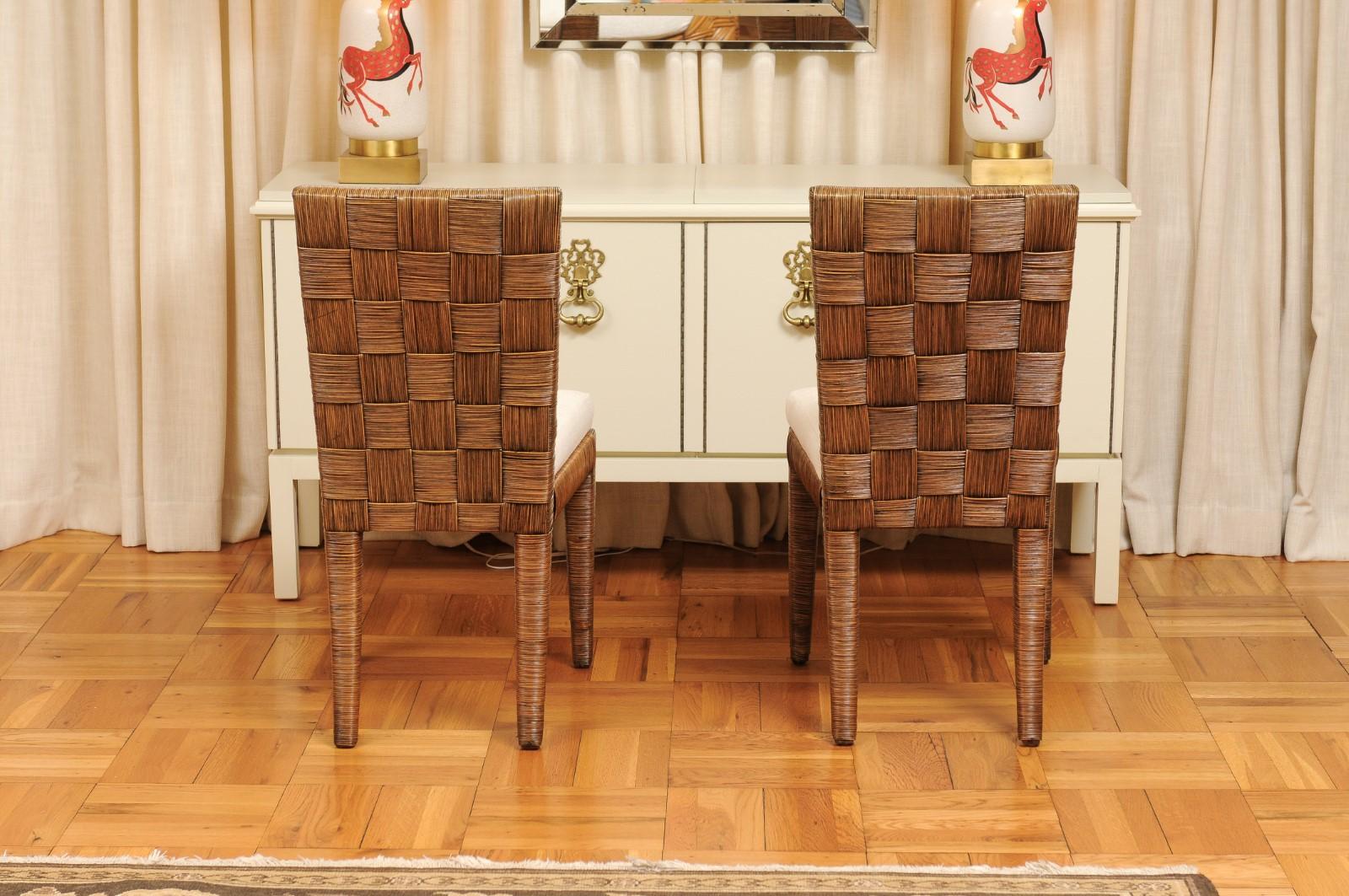 Incredibile set di 16 sedie di canna da tabacco vintage di John Hutton per Donghia in vendita 4