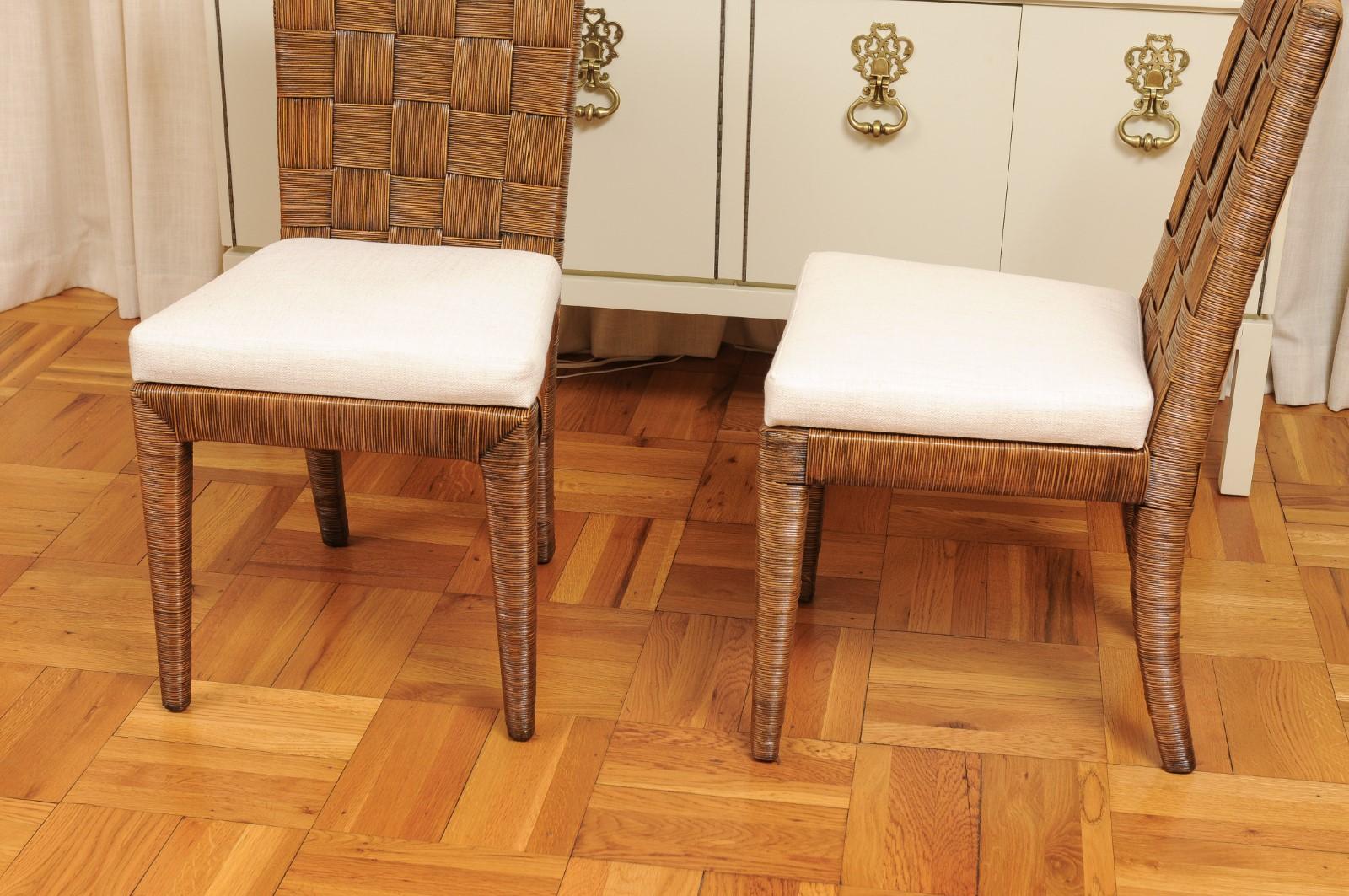 Incredibile set di 16 sedie di canna da tabacco vintage di John Hutton per Donghia in vendita 9
