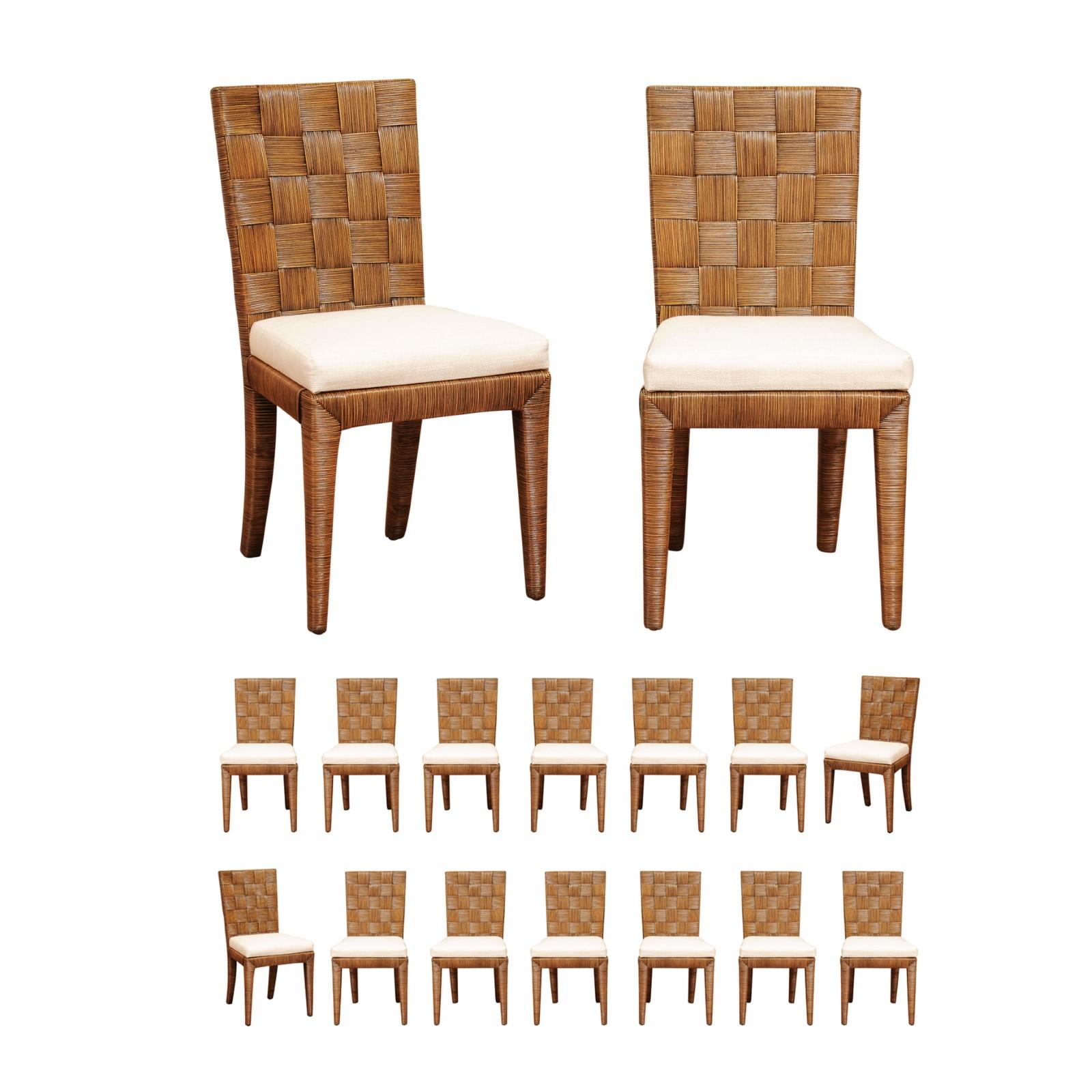 Incredible Set of 16 Vintage Tobacco Cane Chairs by John Hutton for Donghia For Sale 13