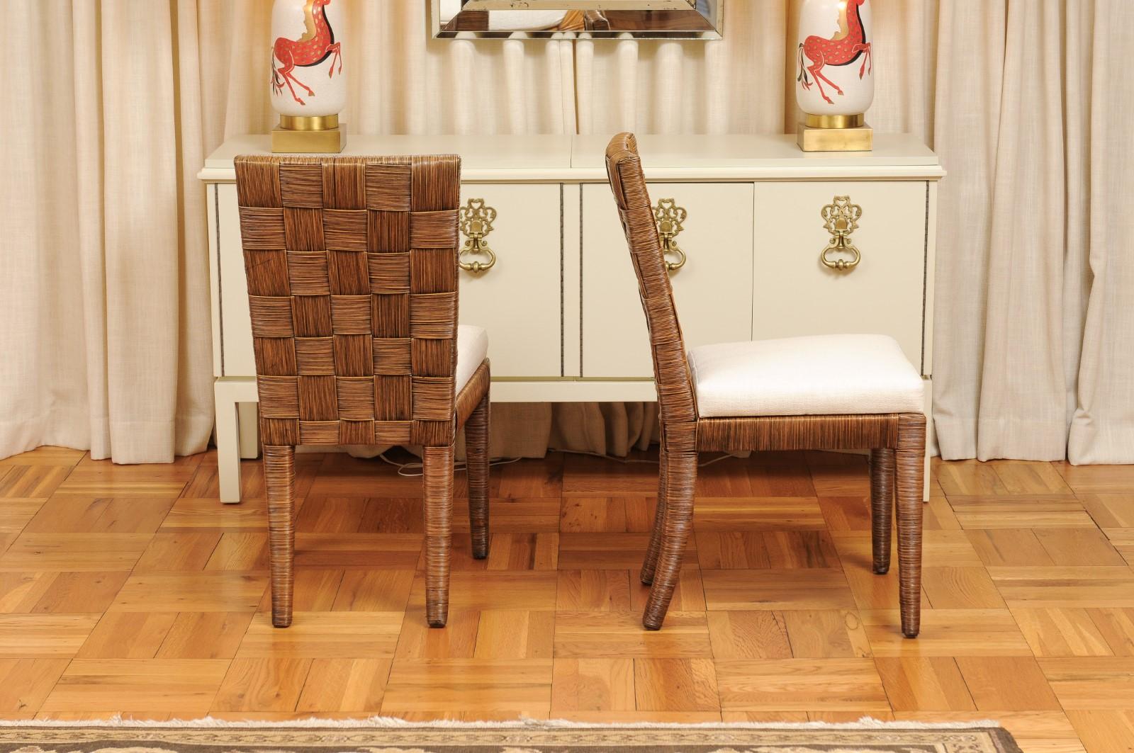 Incredibile set di 16 sedie di canna da tabacco vintage di John Hutton per Donghia in vendita 3