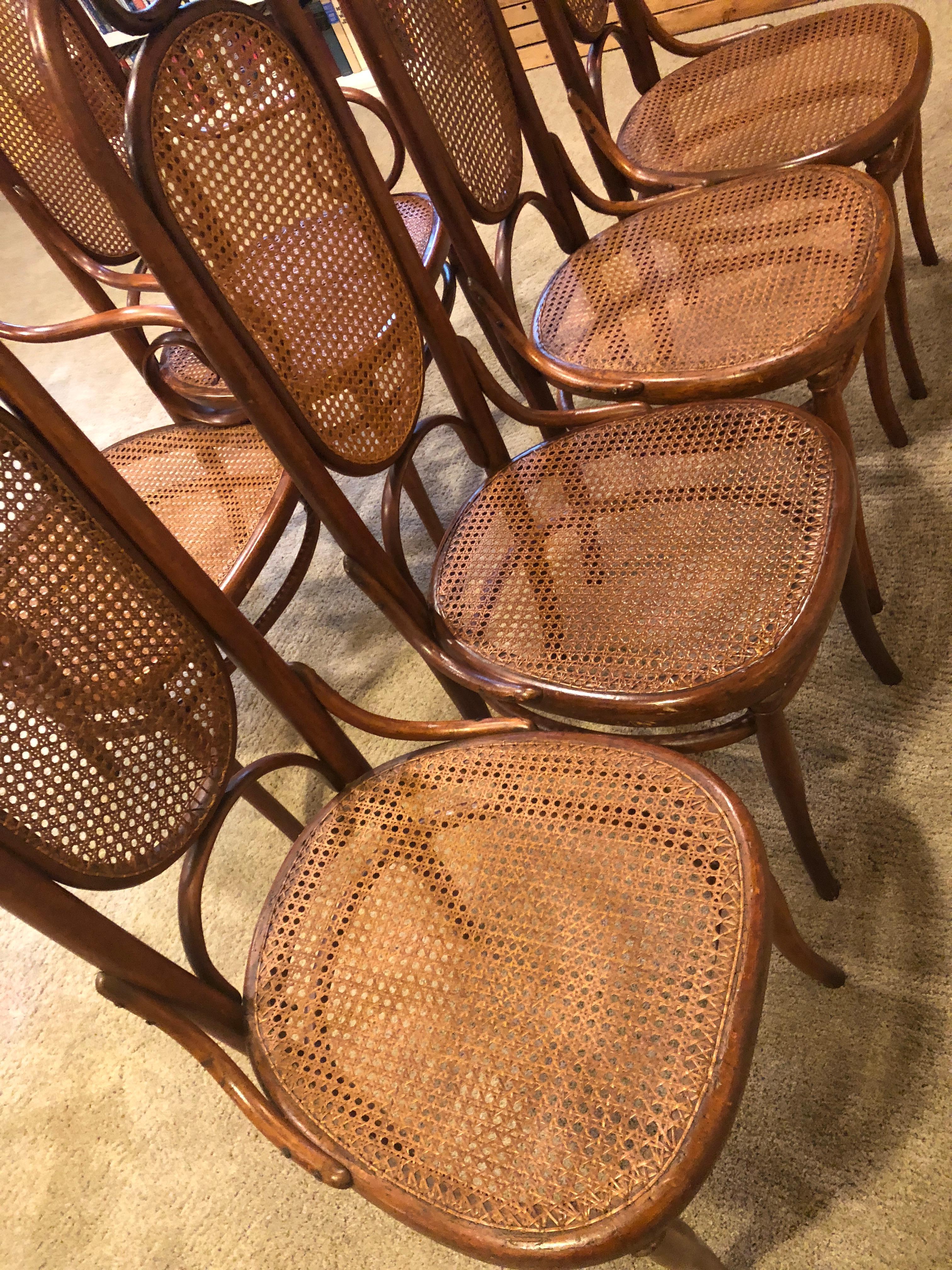 Art Nouveau 19th Century Early Austrian Vienna Thonet Set Chairs No 17 Armchairs  For Sale
