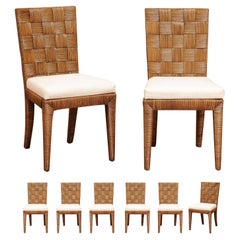 Incredible Set of 8 Tobacco Cane Chairs by John Hutton for Donghia, circa 1995
