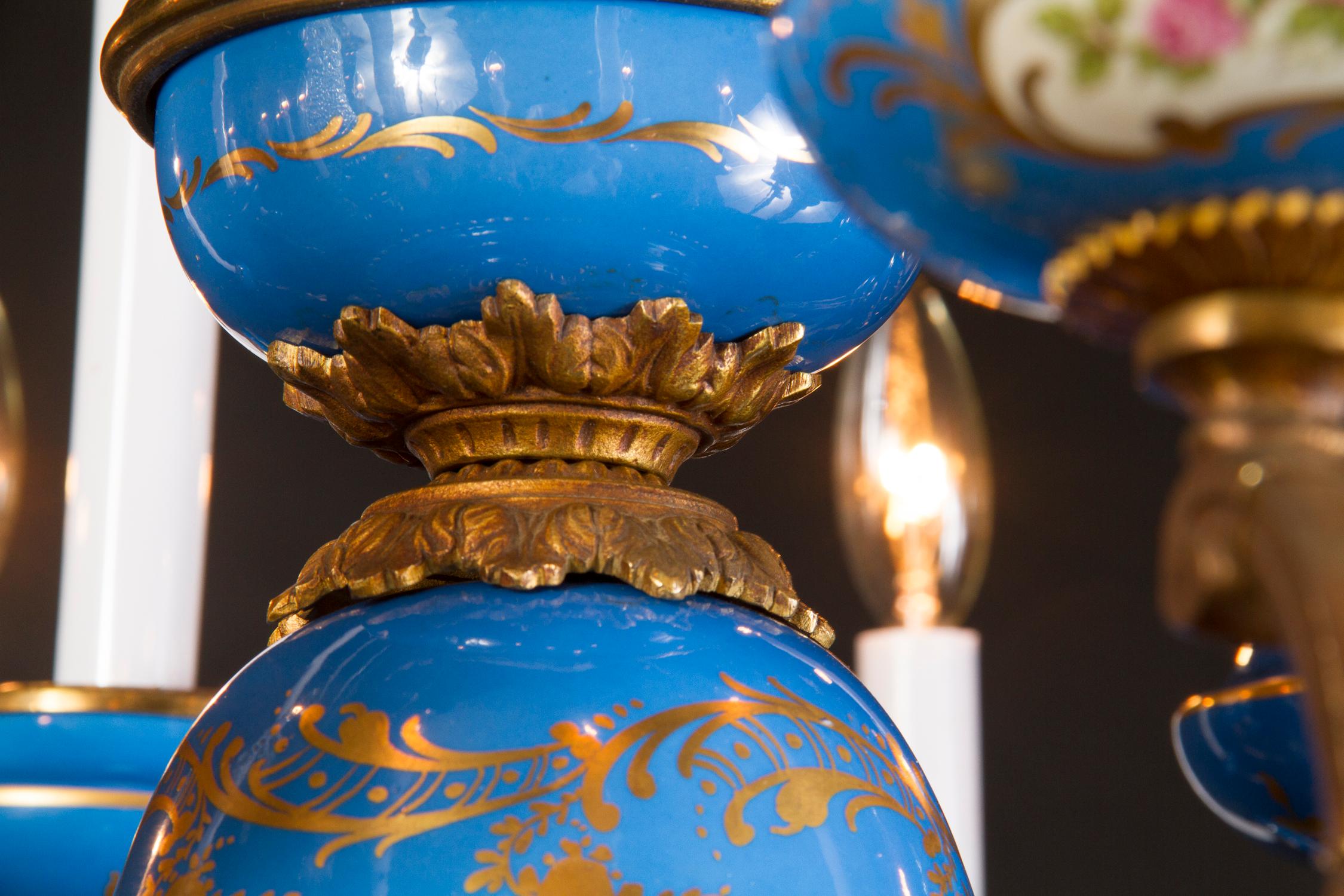 Incredible Sevres Porcelain and Bronze Chandelier, French 19th Century 5
