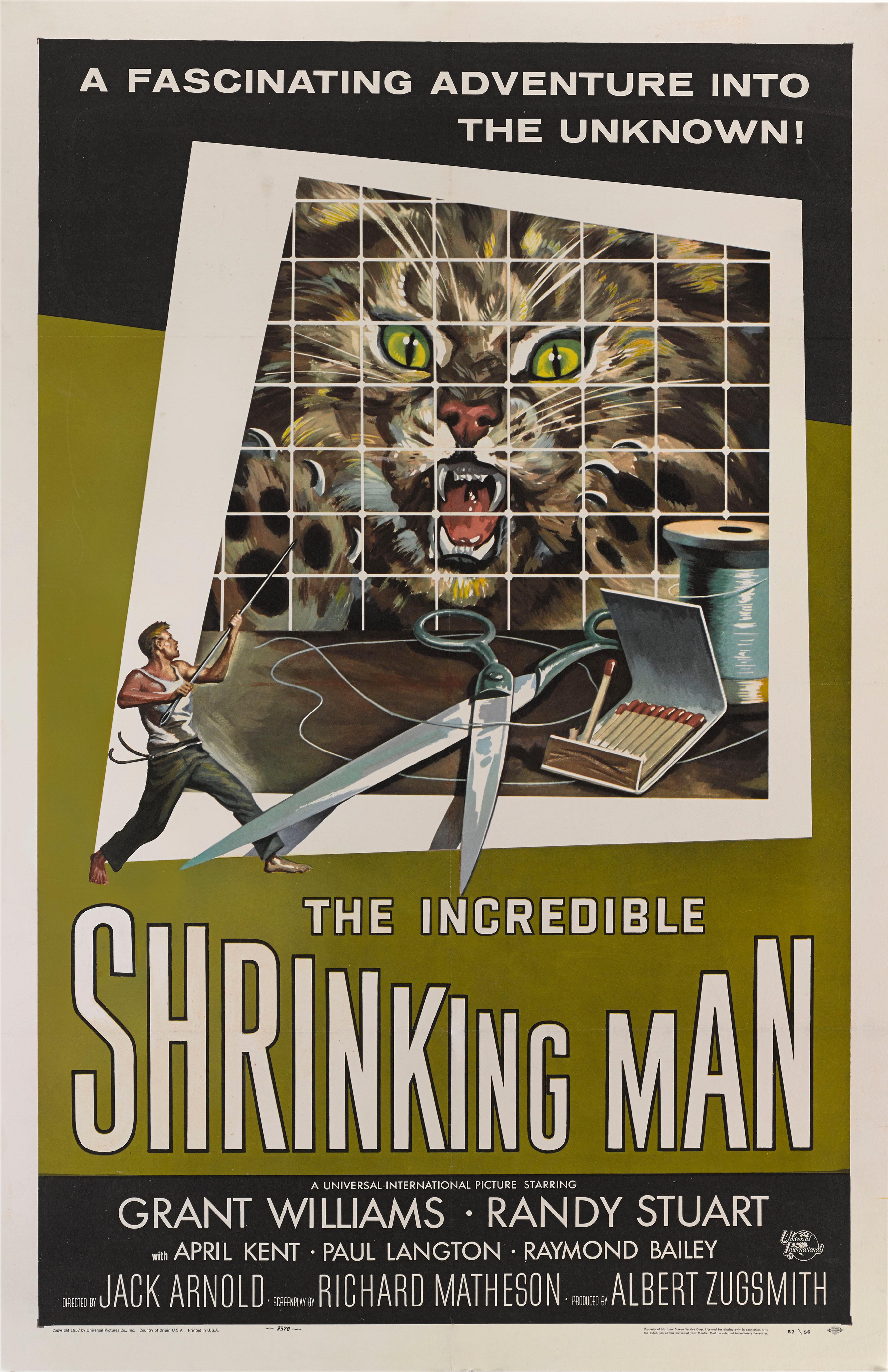 Original US-Filmplakat für den Science-Fiction-Film von 1957 unter der Regie von Jack Arnold mit Grant Williams, Randy Stuart und April Kent in den Hauptrollen. Das Plakat ist eines der besten Science-Fiction-Plakate aus den 1950er Jahren und wurde