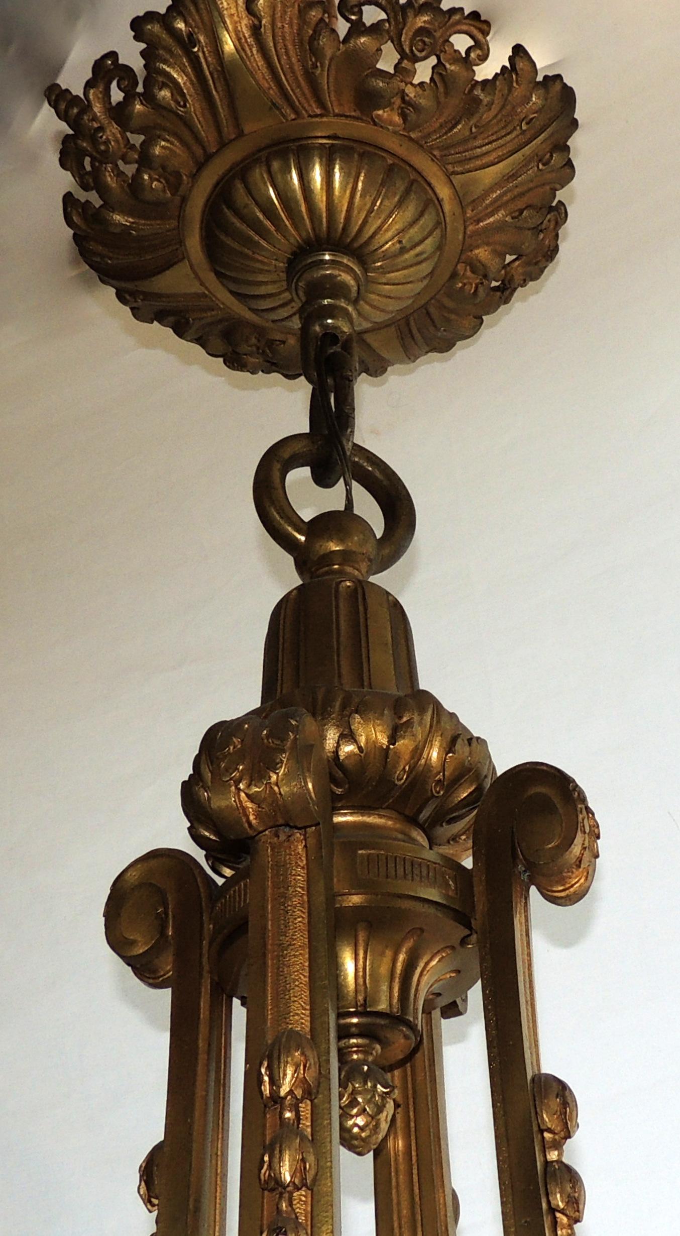 Incredible Signed Henri Vian French Doré Bronze Neoclassical Massive Chandelier In Good Condition For Sale In Roslyn, NY
