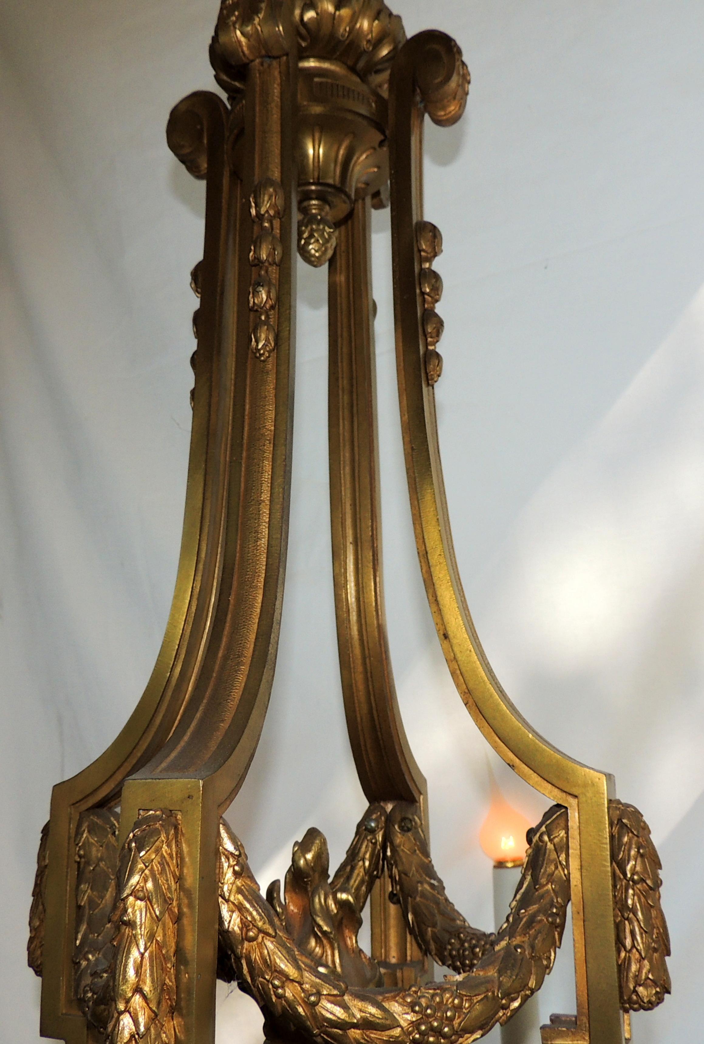 Incredible Signed Henri Vian French Doré Bronze Neoclassical Massive Chandelier For Sale 2