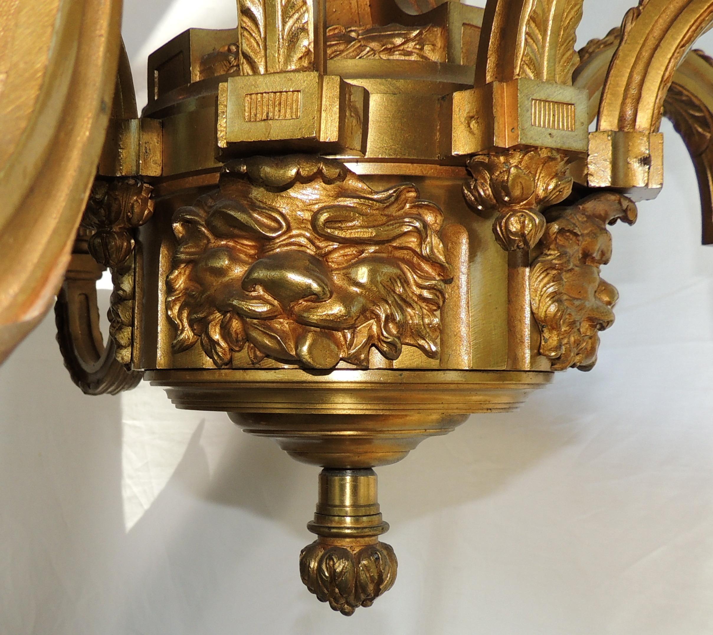 Incredible Signed Henri Vian French Doré Bronze Neoclassical Massive Chandelier For Sale 3