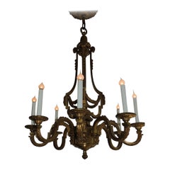 Incredible Signed Henri Vian French Doré Bronze Neoclassical Massive Chandelier