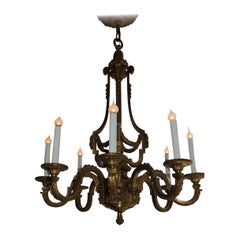 Incredible Signed Henri Vian French Doré Bronze Neoclassical Massive Chandelier