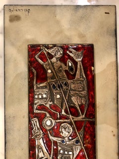 Increíble placa de pared de plata y esmalte de Studio Del Campo