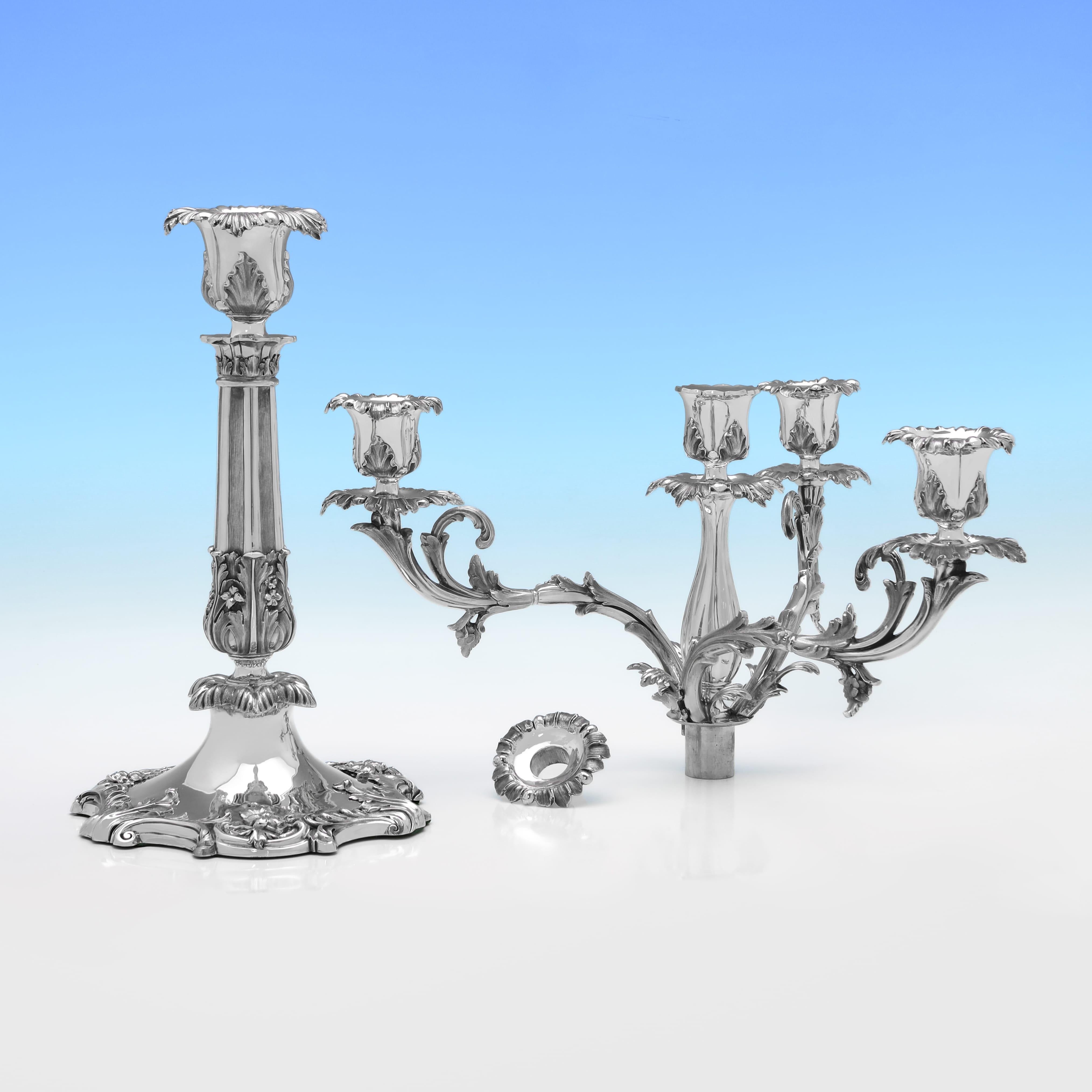 Inglese Incredibile parure da tavolo in argento di candelabri realizzata da Benjamin Smith nel 1847 in vendita