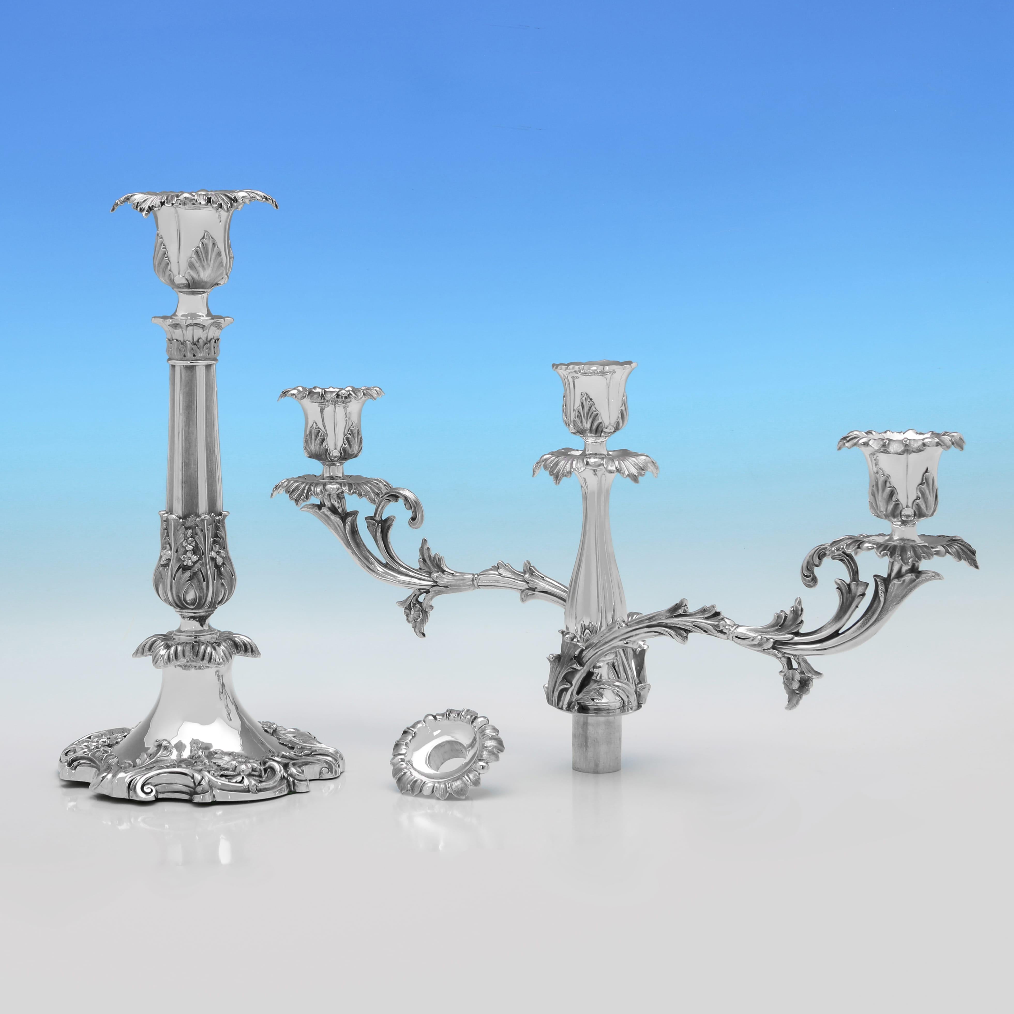 Metà XIX secolo Incredibile parure da tavolo in argento di candelabri realizzata da Benjamin Smith nel 1847 in vendita