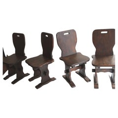 Vintage Incredible Solid Wood Brutalist Dining Chairs