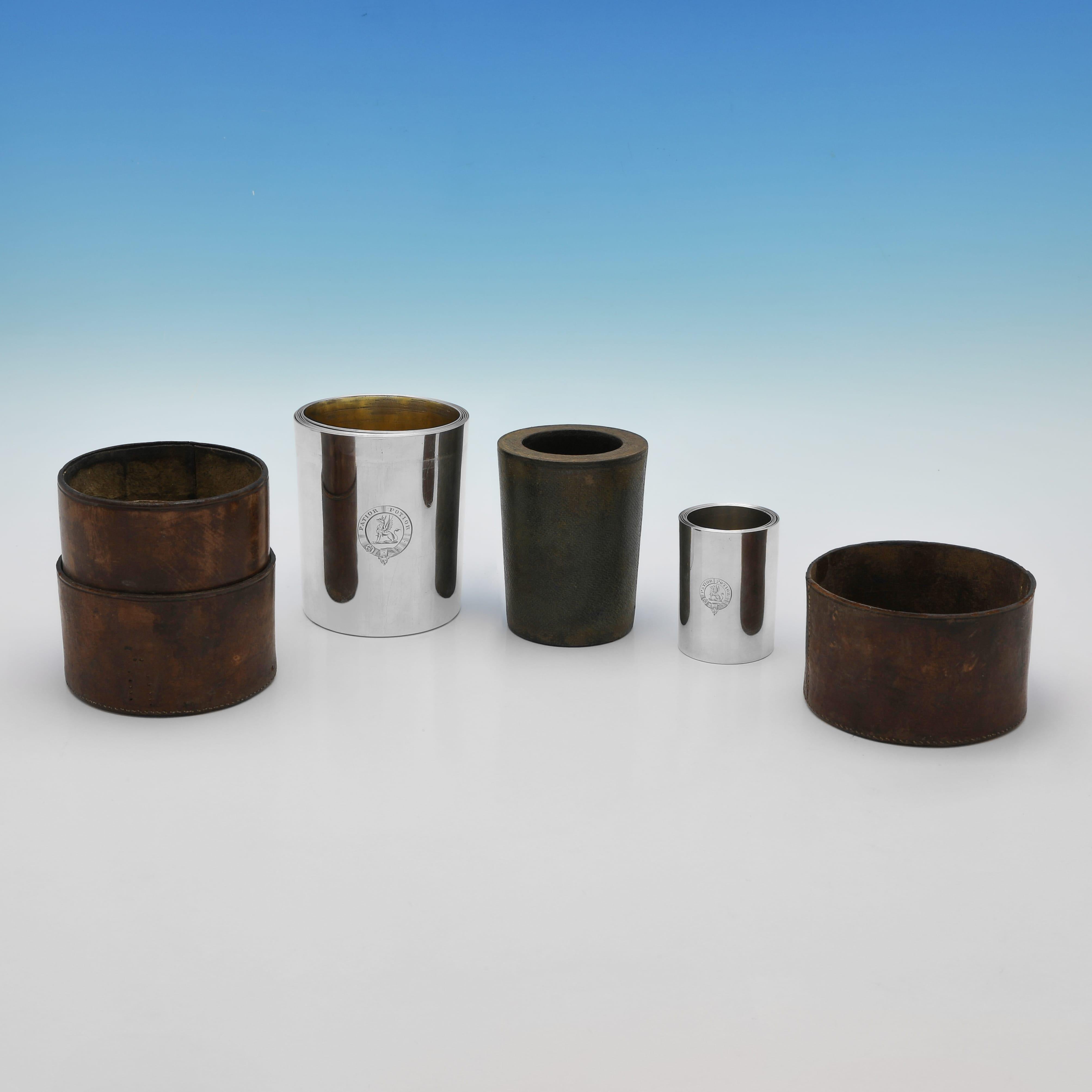 English Incredible sterling silver set of stacking beakers & shot glasses from 1861 & 71 For Sale
