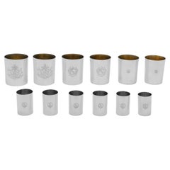 Incredible sterling silver set of stacking beakers & shot glasses from 1861 & 71